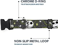 Vista 5 de Buckle-Down Collar de clip de plástico, NBC Jack Expressions/Halloween Elements gris, 1 pulgada de ancho, se adapta a cuello de 15 a 26 pulgadas