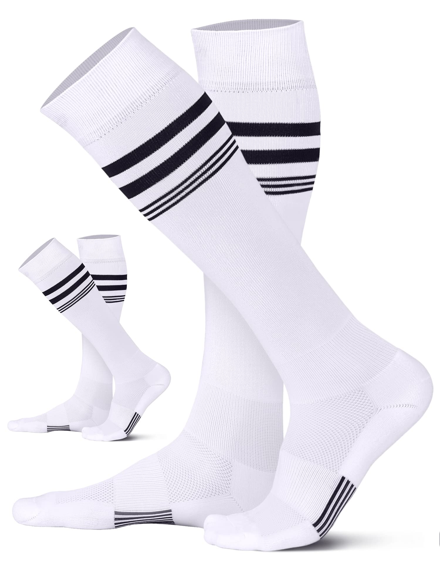 CS CELERSPORT Striped Soccer Athletic Knee High Socks for Kids Youth Adult