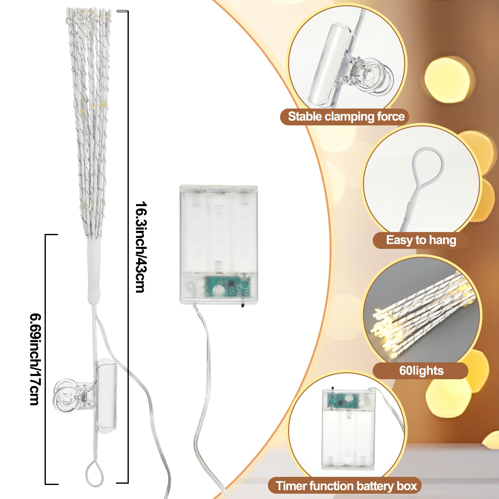 VIHOSE Puntale per albero di Natale da 45,7 cm, con funzione timer e luce LED, luci scintillanti, puntale per albero di Natale, per feste, decorazione interna e giardino (bianco caldo)