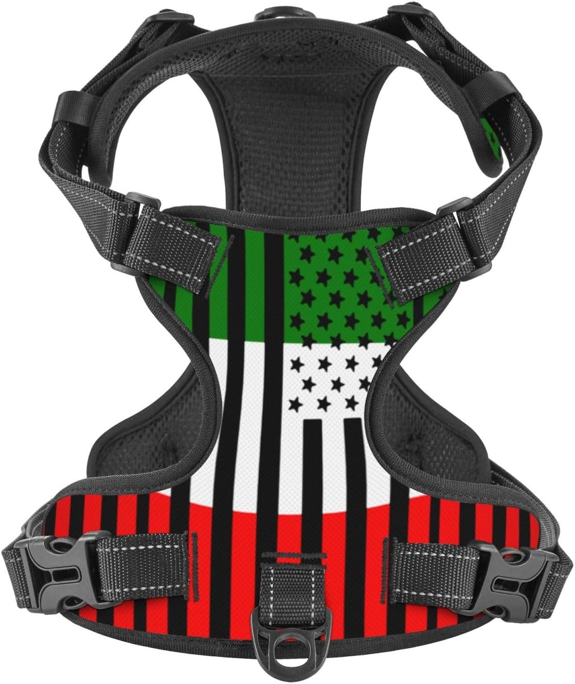 Italian American Flag Dog Harness Reflective Soft Padded Dog Vest Adjustable No-Pull Pet Vest