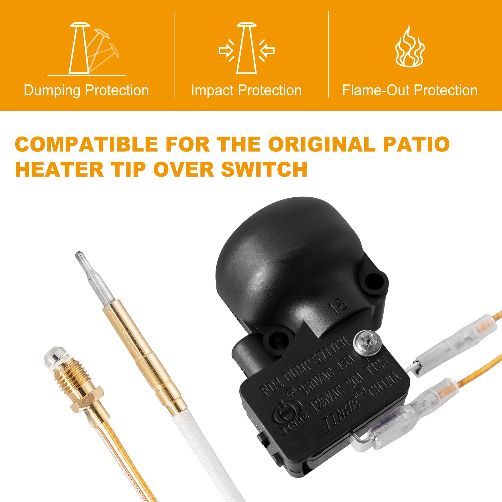 Thermocouple u0026 Tilt Switch for Patio Heater, Thermocouple and Dump Switch  Repair Kit for Propane Patio Heater Glass Tube Patio Heater Gas Heater,  Thermocouple Replacement for Tower Heater, 2 Pack : Amazon.ca: