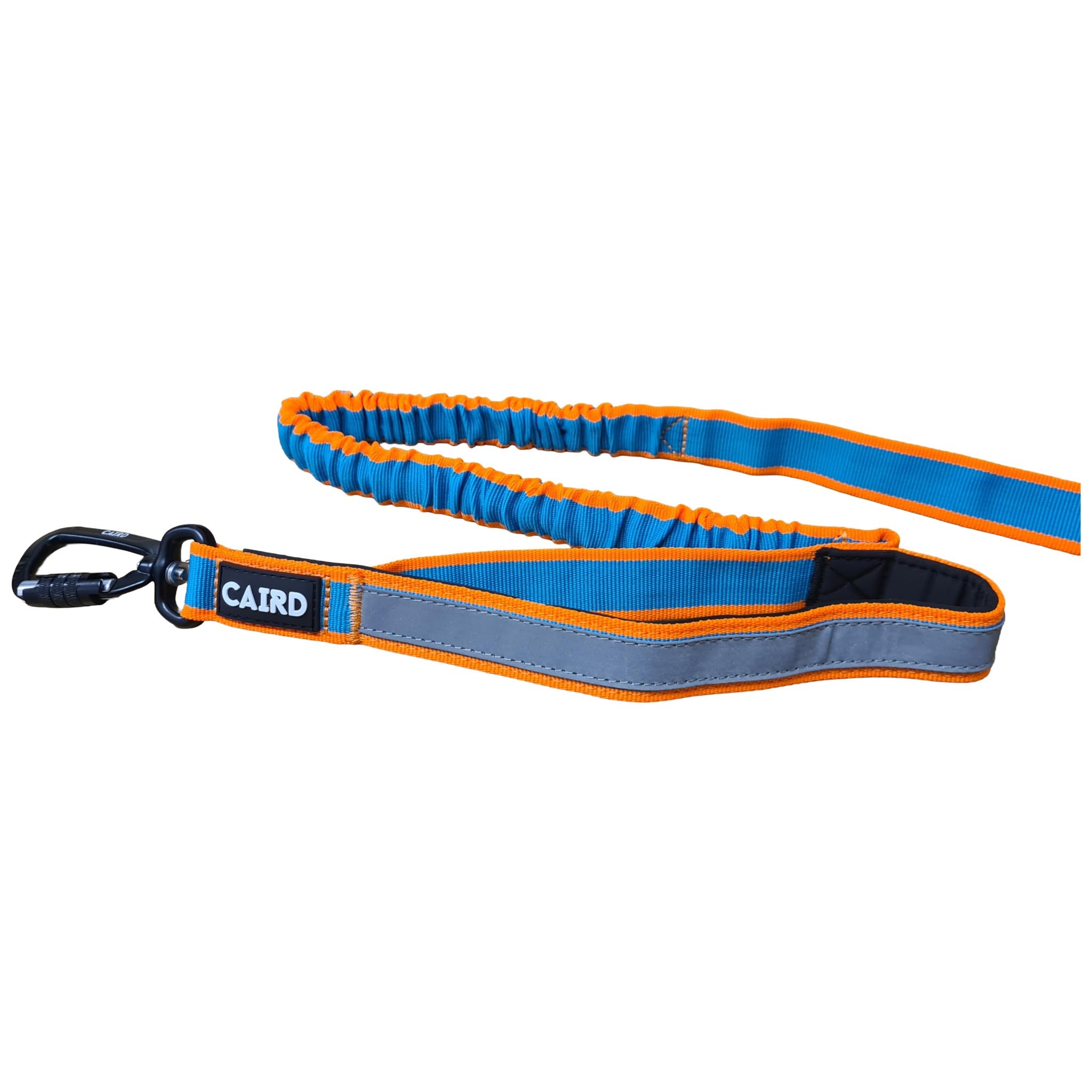 CAIRD Laisse pour chien Bungee Freedom to Run mains libres avec poignée rembourrée, ceinture réglable et mousqueton en aluminium (orange et turquoise)