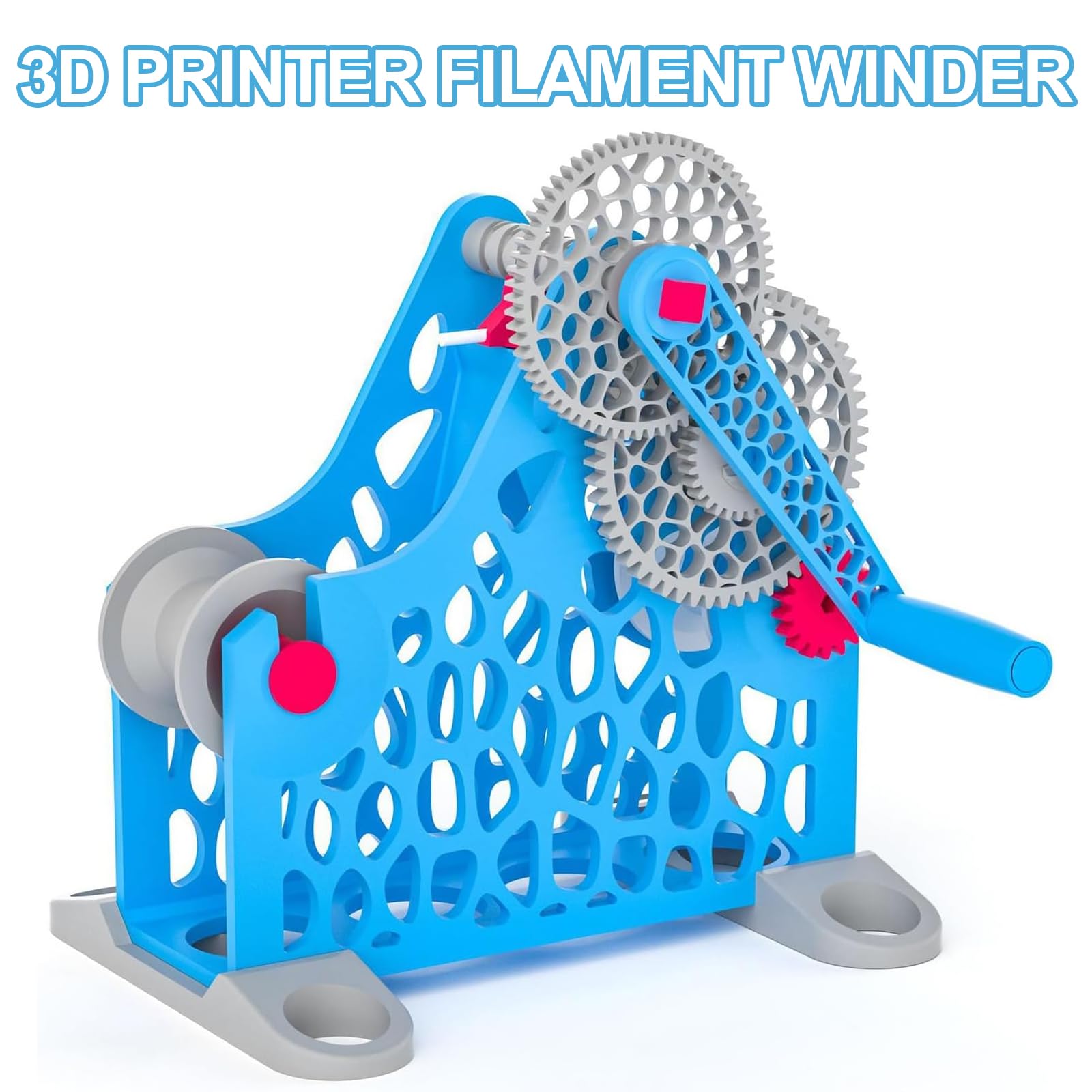 Nawijacz filamentu do drukarki 3D, elektryczne materiały eksploatacyjne z korbą ręczną, zdejmowana konstrukcja modułowa, bez plątania, płynny obrót, do drukowania 3D i sztuki tekstylnej