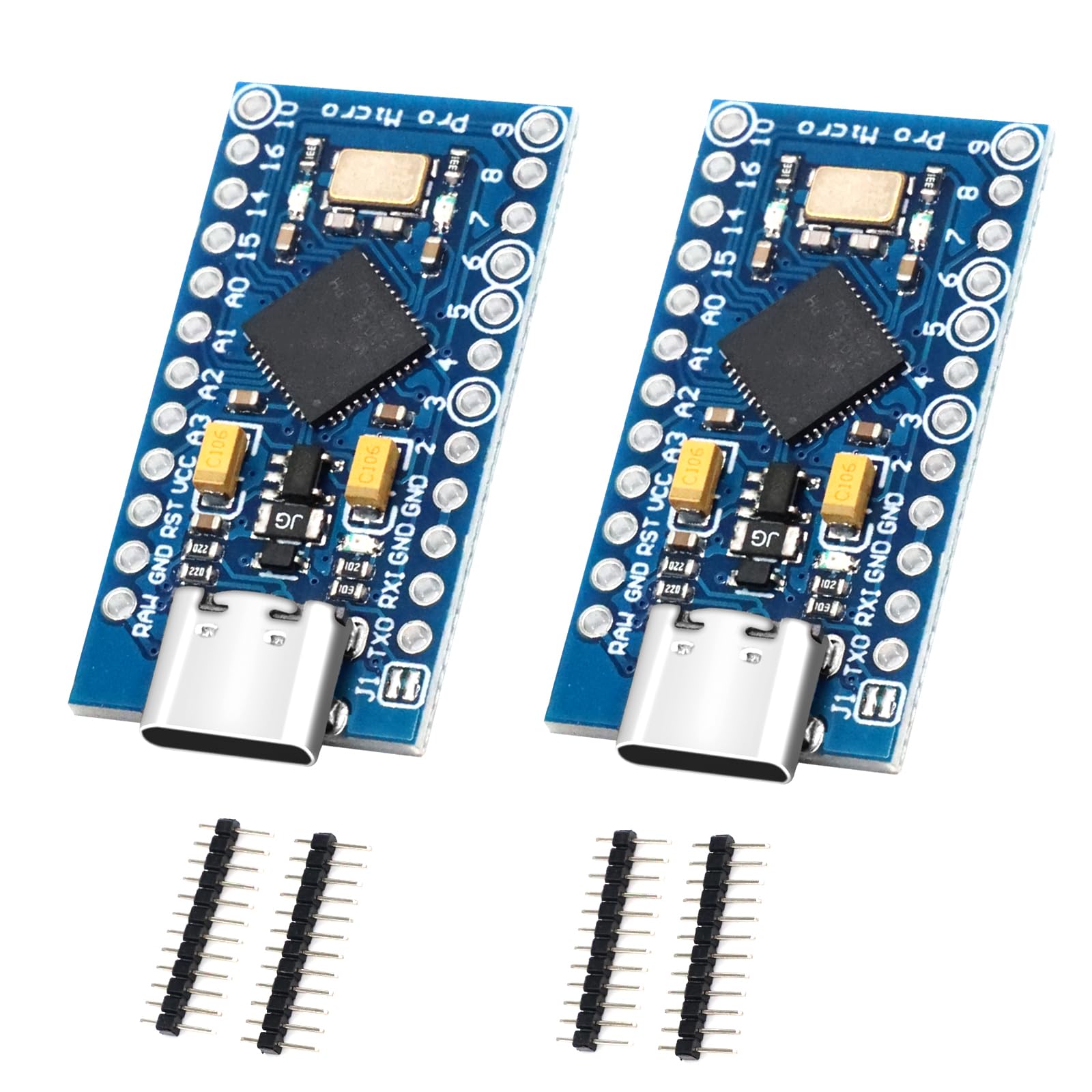 Pro Micro with 32u4 Chip Development Board Binghe 2 Pcs Pro Micro Pro Mini 5V / 16 MHz Microcontroller Development Board with USB Updater Type-C Interface Compatible with Arduino