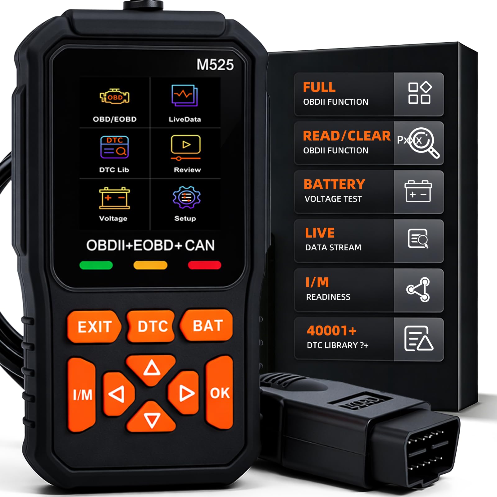OBD2 Auto Diagnostica, Diagnostico OBD2 Italiano Errore Motore Auto OBDII EOBD Diagnosi Test Batteria ed Emissioni I/M Readiness Auto con Funzioni-OBD2, 13 Lingue Supportate Per tutti i Veicoli OBDII