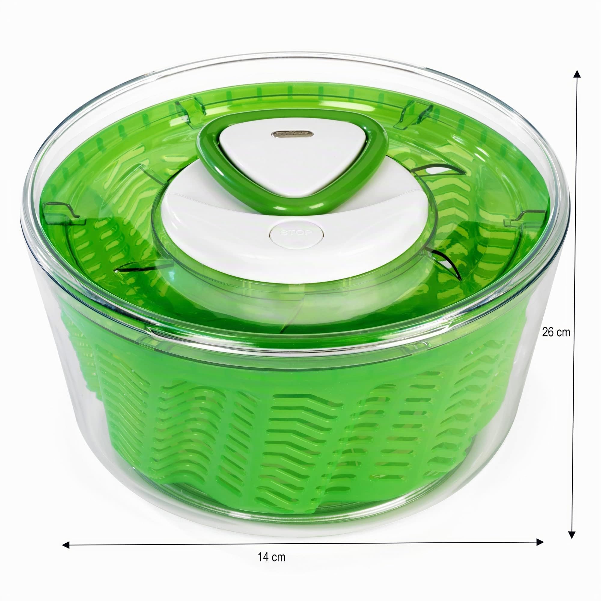 Zyliss E940012 Easy Spin 2 Essoreuse à Salade, Grand, Plastique, Vert, AquaVent/Cordon Rétractable et Système de Freinage/Base Antidérapante, Passe au Lave-Vaisselle, Garantie de 5 Ans