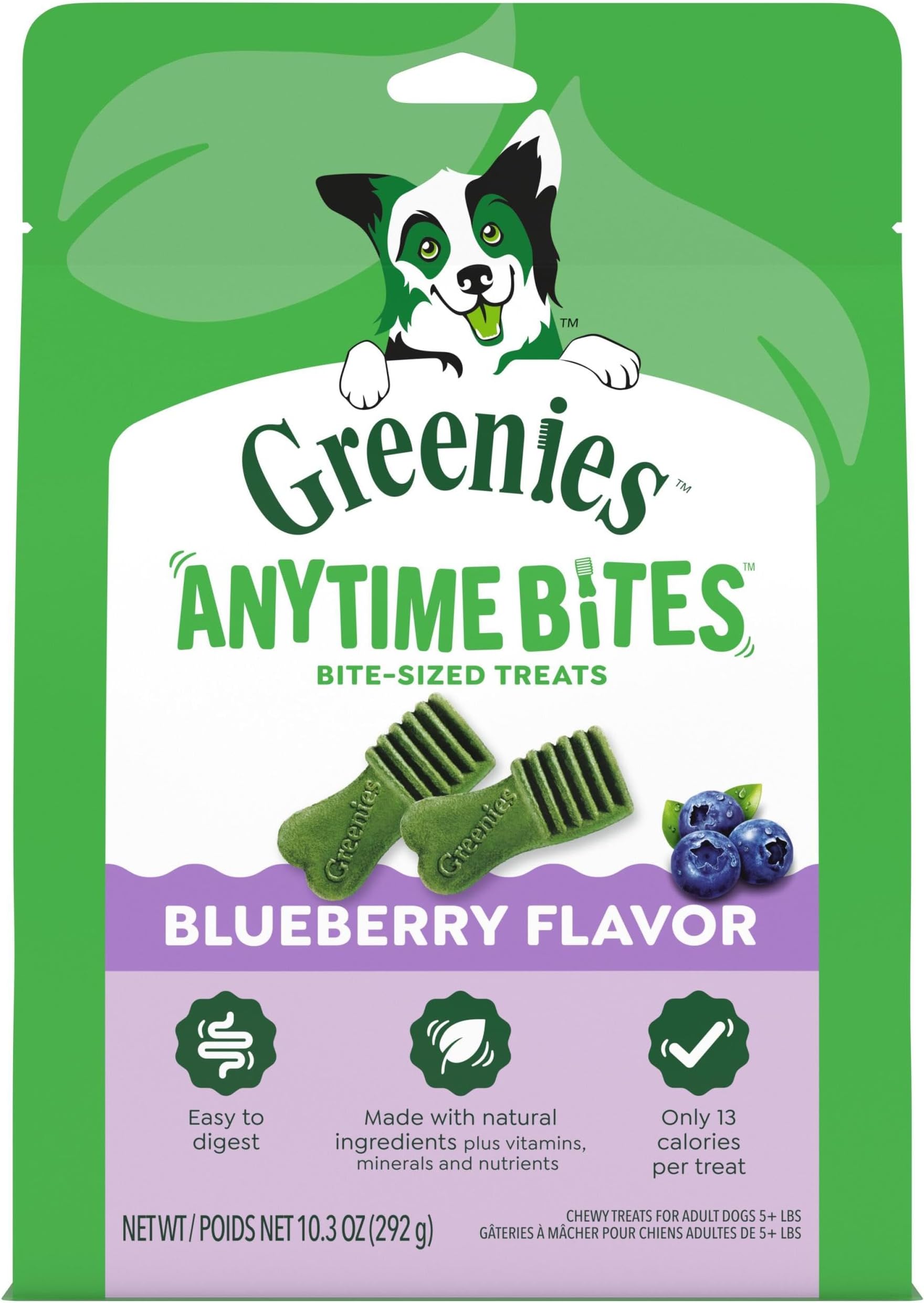 Anytime Bites Dog Treats, Blueberry Flavor, Dog Training Treats, 10.3 oz. Bag