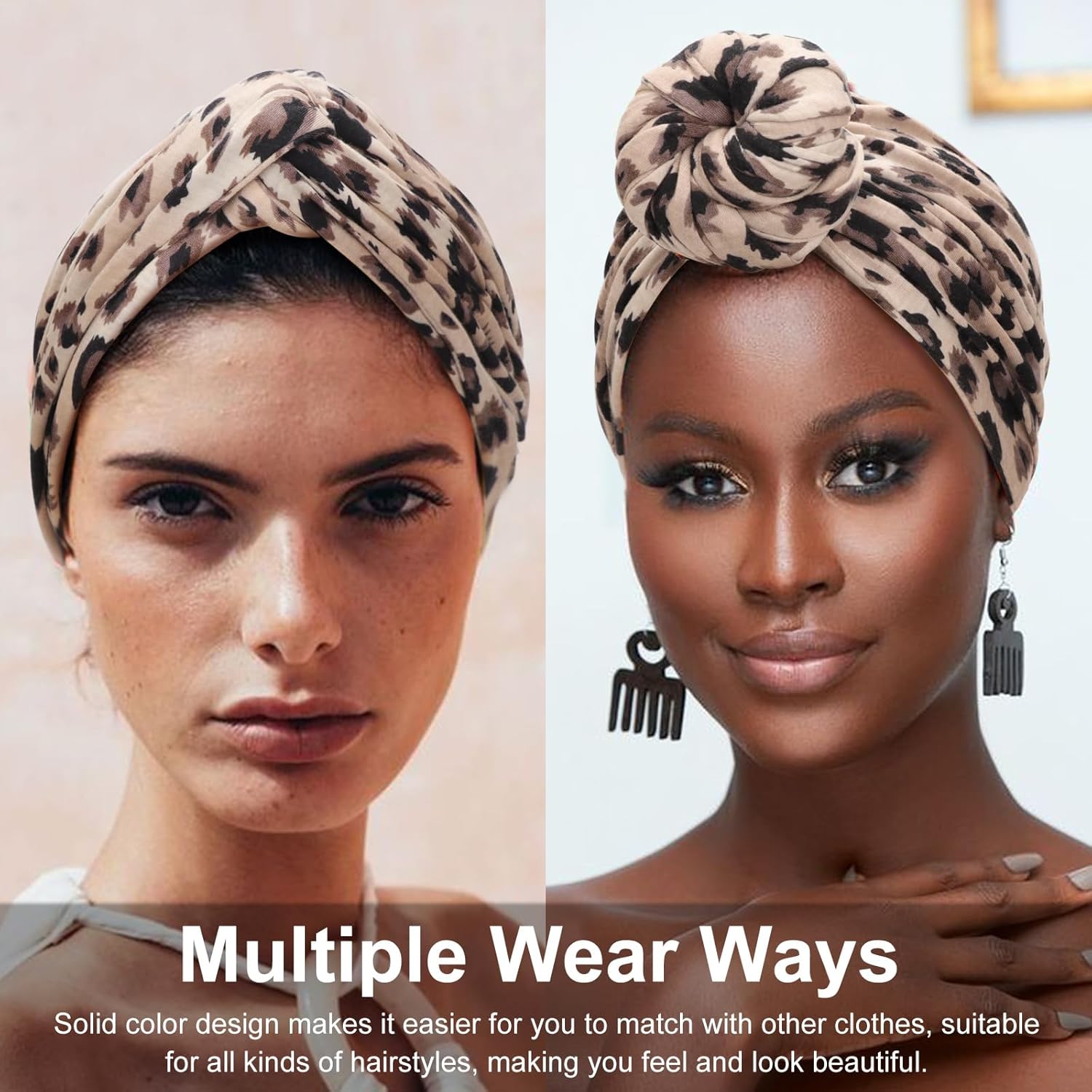 DRESHOW African Turban for Women Knotted Hairwraps for Sleeping Turban Headwraps Head Warmer Scarf for Black Women Chemo Cap - Image 4