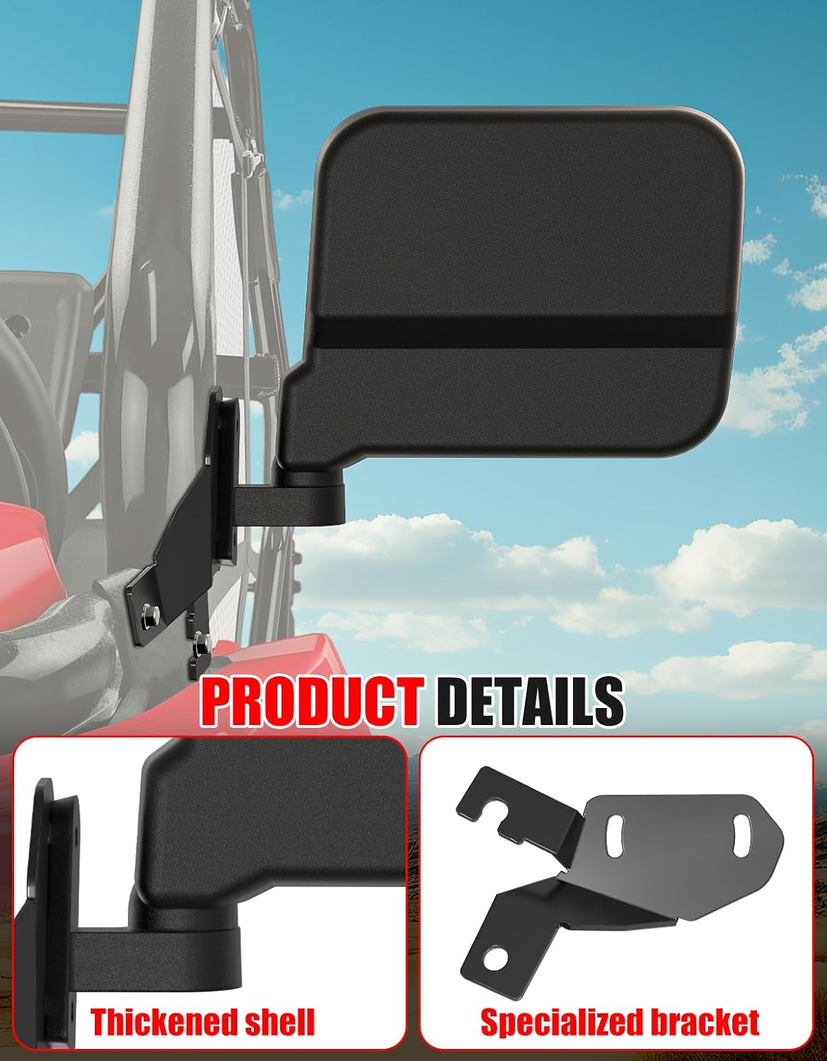 UTV Side Mirrors for Honda Pioneer 520 21-25/500 15-23, Adjustable Rearview Mirror Wide Foldable Side Rear View Mirrors for Honda Pioneer 520 2021-2025/500 2015-2023 Accessories, 2PCS