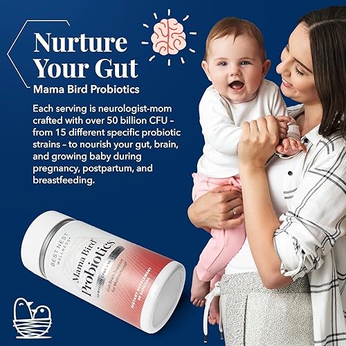 Miniatura 9 de Probióticos Mama Bird, 50 mil millones de CFU, 15 cepas, cápsulas patentadas liberadas por tiempo, suplemento probiótico una vez al día, apoya la