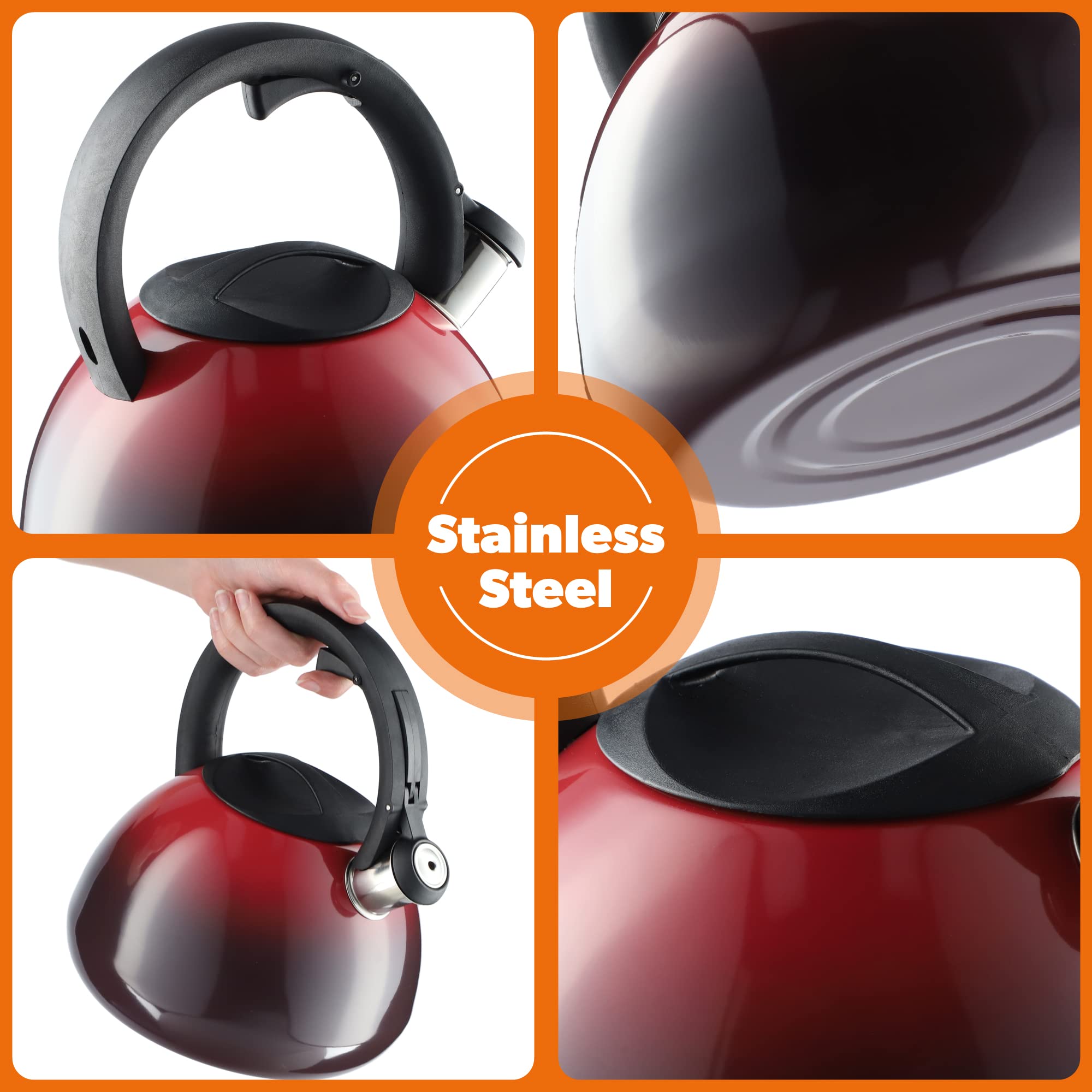 KADAX Theeketel Roestvrij Stalen Fluitketel 3 Liter Waterkoker Retro Ketel In 3 Verschillende Kleur En Waterketel Met Ombre Effect Pijpketel Turkoois Rood