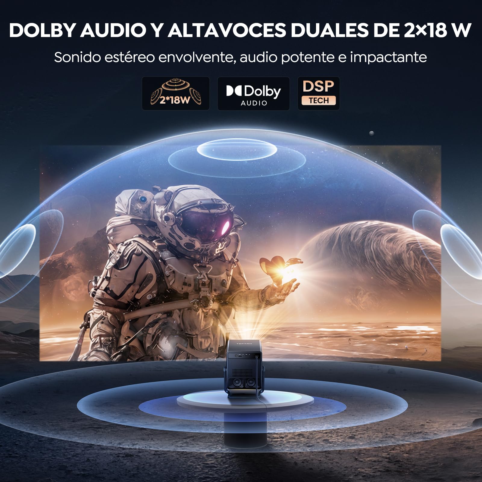 Proyector 4K【Netflix Integrado/TV en Directo/Dolby Audio】VIDAA, el SO más rápido, 1400 ANSI, FHD 1080P, Auto Focus y Keystone, Control por Voz, BT 5.4, Homekit,Rotación 200°, Proyector para Exteriores