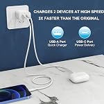 3 Paquet i Téléphone 17 16 15 14 USB C Bloc du chargeur, ZCSSQZ 20W Double port QC + PD 3.0 Chargeur mural adaptateur d'alimentation, double charge rapide de prise Brick pour i Téléphone 17/17 Pro/16/15/14/X, Samsung Galaxy - blanc