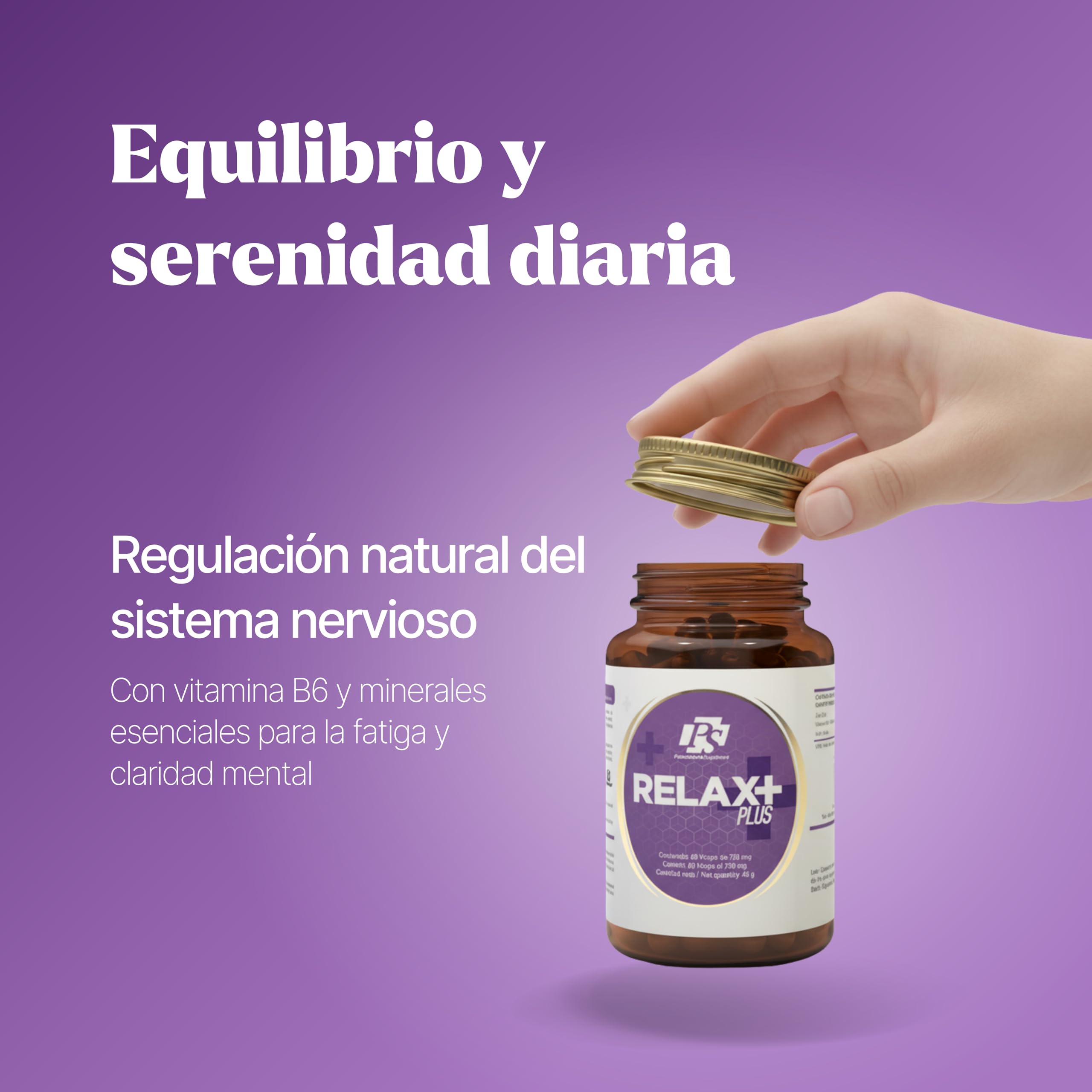 PS Relax Plus - Magnesio, Zinc, Yodo y Vitamina B6 para Fatiga y Cansancio Mental, Apoya el Sistema Nervioso, el Rendimiento Diario y la Función Tiroidea | 60 Cápsulas Vegetales