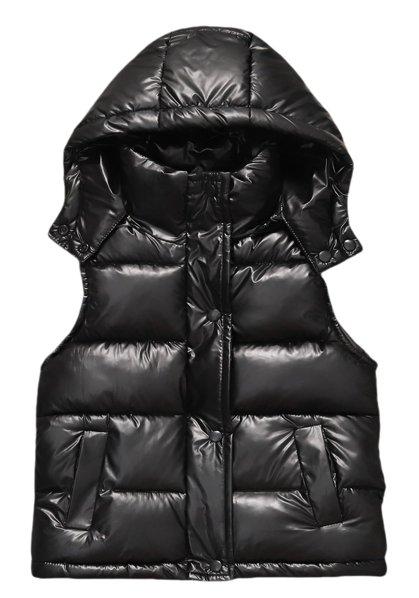 Happy Cherry Girls Metallic Thermal Vest Toddler Baby Winter Warm Jacket Hoodie Kids Shiny Sleeveless Snow Down Coats Waistcoat