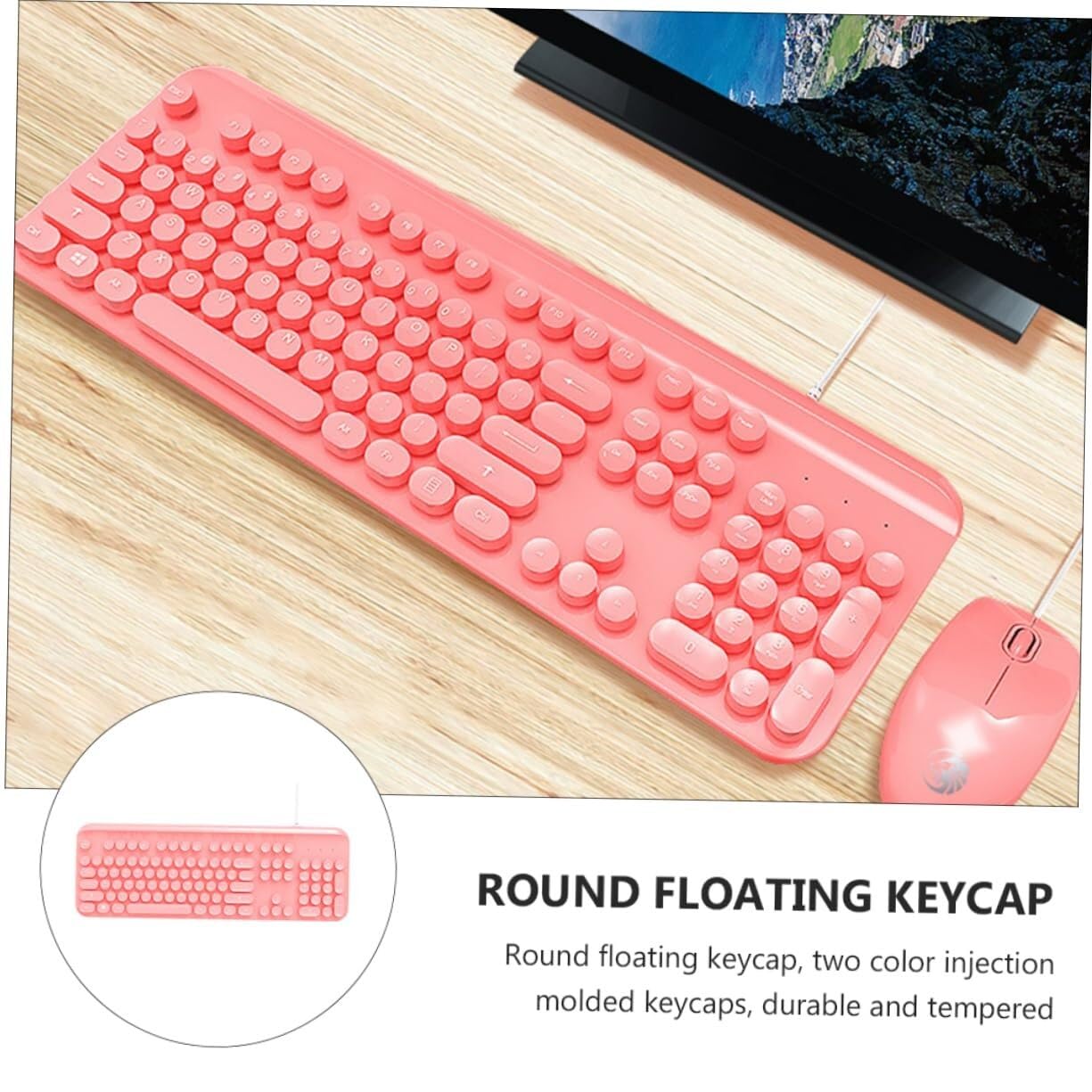 Klawiatura i Mysz do Gier, Zestaw Klawiatury I Myszy Do Gier, Klawiatura, Nowoczesna Mysz, Przenośna Klawiatura Wodoszczelna Klawiatura i Mysz(Pink)