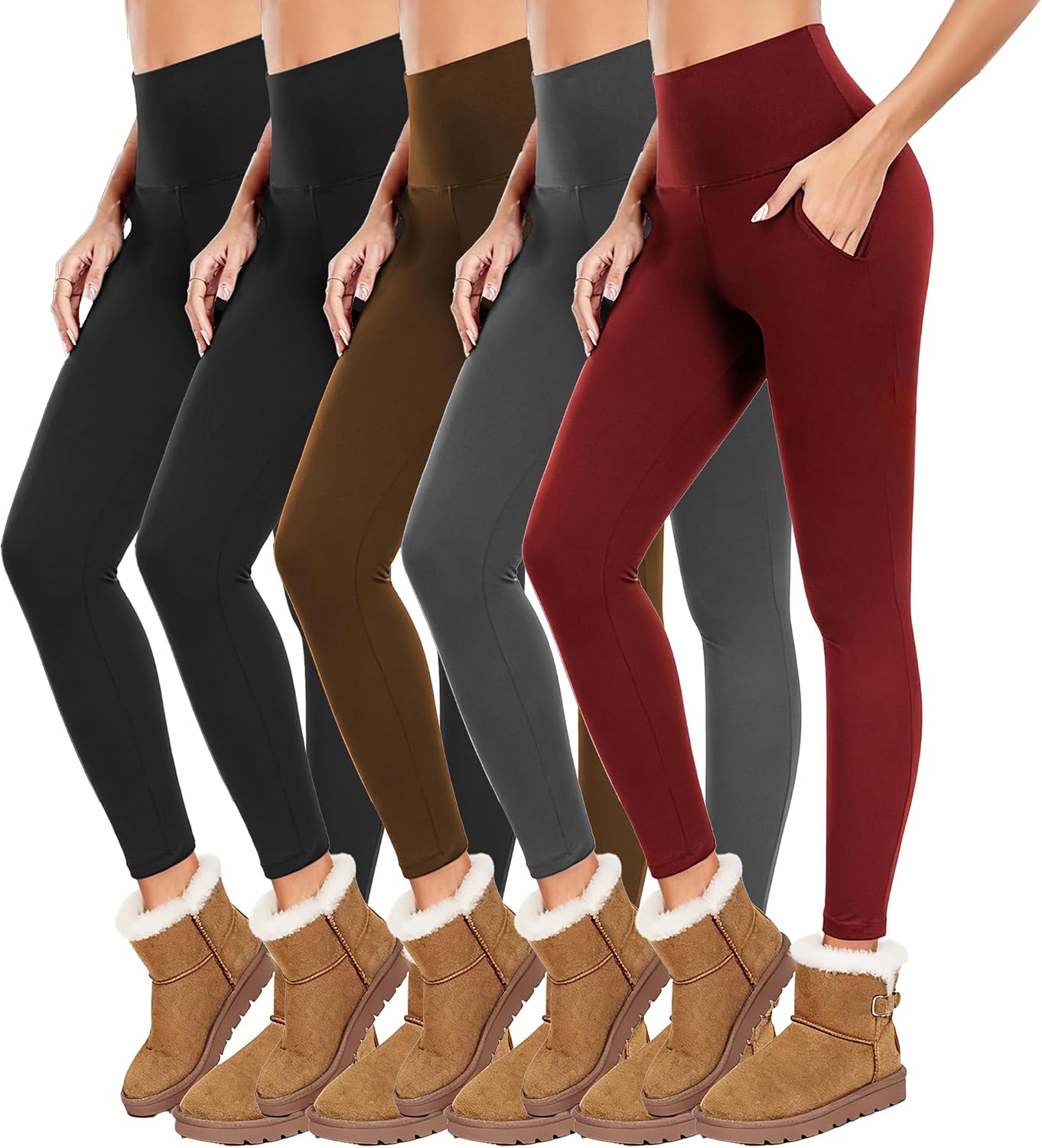 Dimore High Waisted Fleece Lined Leggings Women with Pockets - Soft Stretchy Warm Winter Everyday Leggings for Yoga,Workout