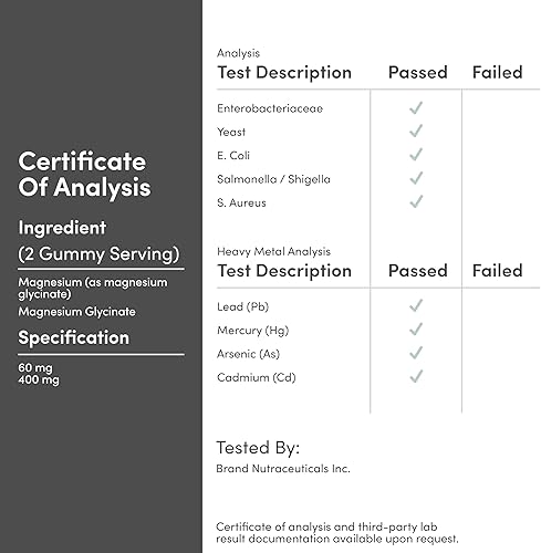 Miniatura 6 de Gomitas de glicinato de magnesio (400 mg por porción, suministro para 30 días, sabor a uva) Suplemento de magnesio de alta absorción para adultos o