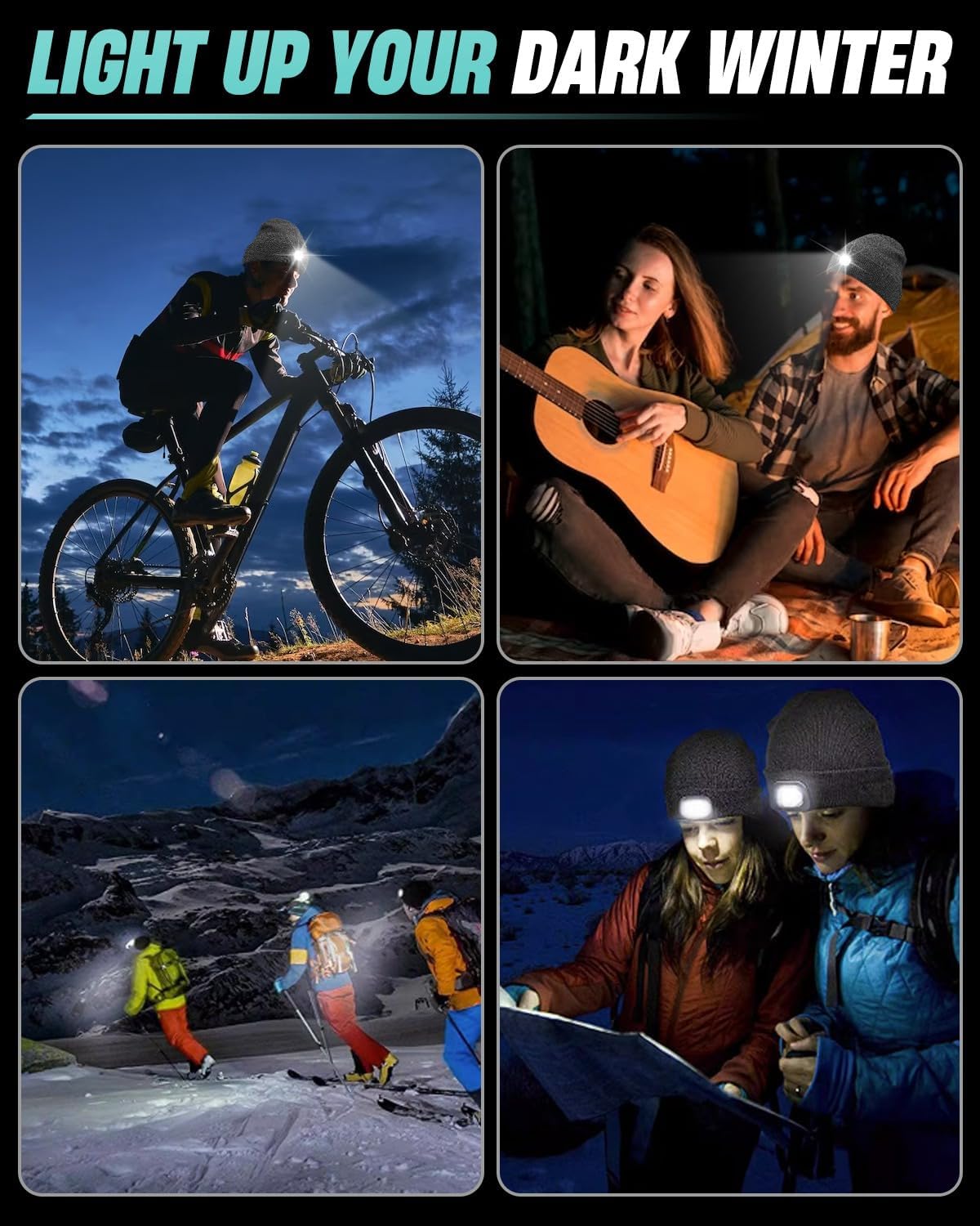 Unisex Beanie with Light, USB Rechargeable LED Headlamp Hat, Valentine's Day Gifts Men Women - Image 6