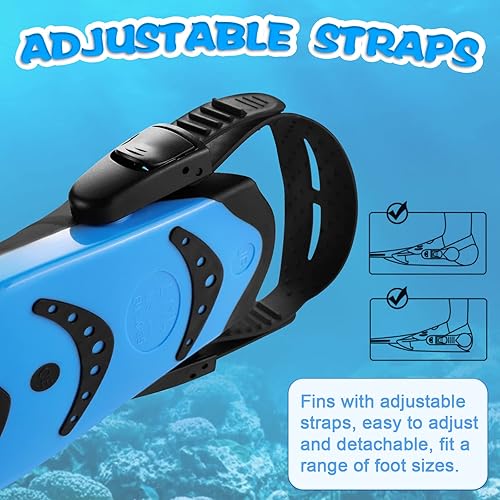 Miniatura 2 de Supertrip Aletas de esnórquel para niños, aletas de natación para natación de regazo, aletas cortas ajustables, aletas de buceo de tamaño de viaje,