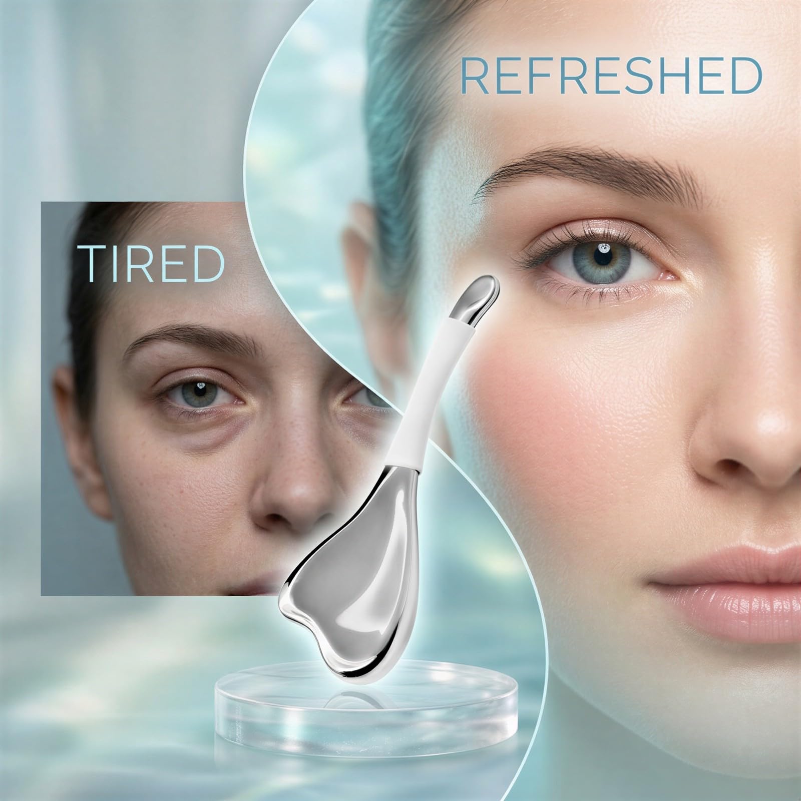 2 Stk. Gesichtseisroller aus 304 Edelstahl, herzförmige Cryo Sticks gegen Schwellungen und Augenringe, kühlender Augenmassager für Lifting und Festigkeit von Gesicht und Hals, Set