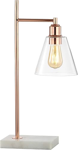 JONATHAN Y JYL1100A Lorena - Lámpara de mesa LED moderna de metal/mármol de 22.25 pulgadas, moderna lámpara de mesa de noche de mediados de siglo