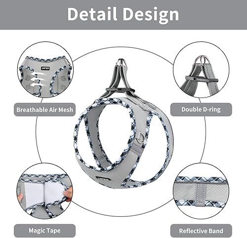Miniatura 3 de AMTOR Arnés para perro con correa, arnés reflectante ajustable sin tirones para cachorros con chaleco acolchado para perros y gatos