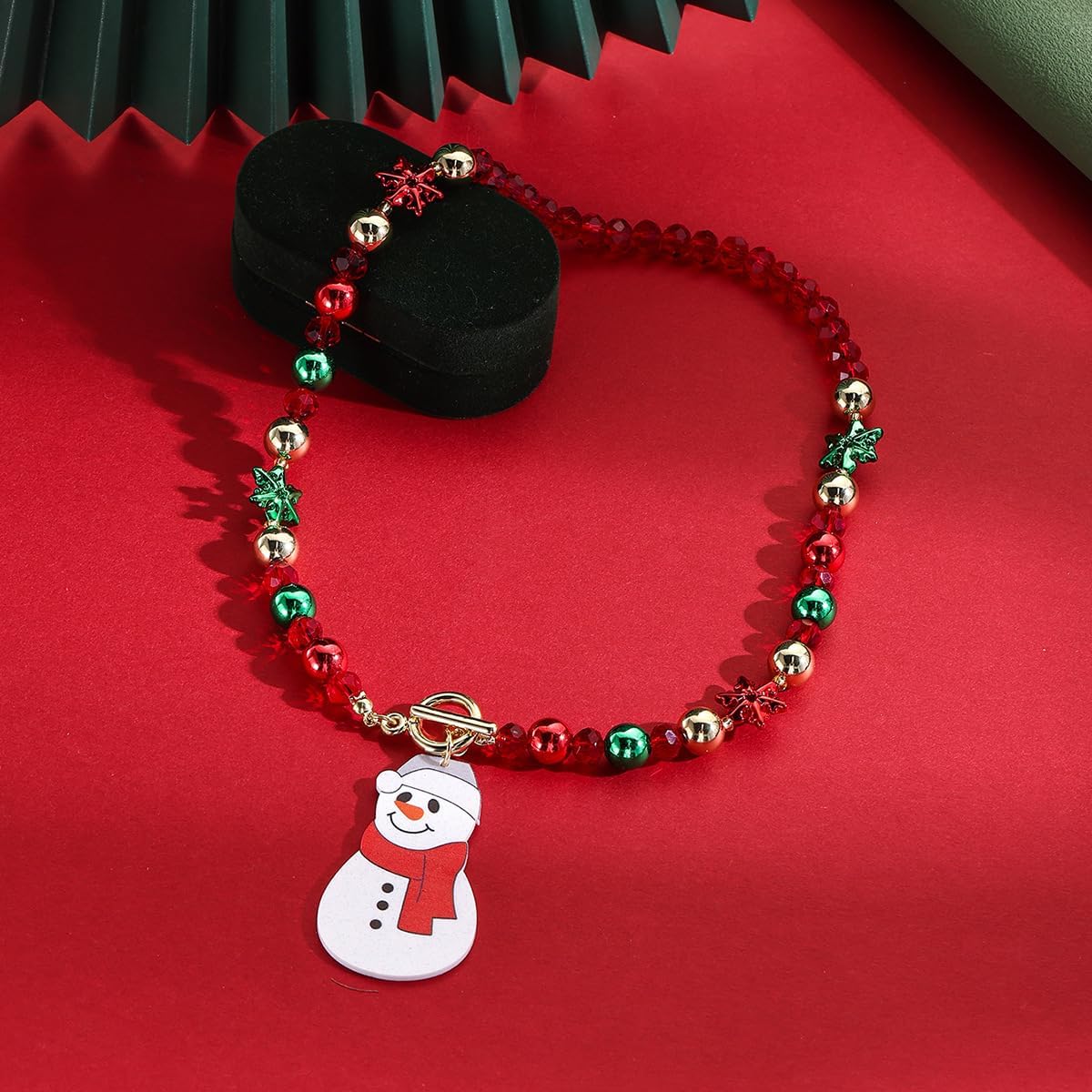 Christmas Charm Necklace for Women Dainty Bell Snowflake Tree Necklace Pearl Snowman Candy Pendant Necklaces Christmas Holiday Jewlery Gift Accessories - Image 4