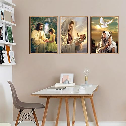 Miniatura 3 de 3 piezas de arte de pared religioso cristiano de Jesús, escritura, fe curada, lienzo para decoración de pared, imágenes estéticas, carteles,