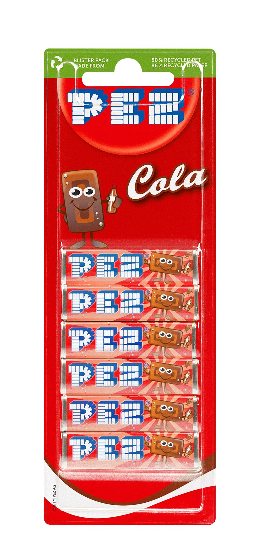 PEZRefill Pack, Cola Flavour Mix, Retro Vegetarian Gift Sweets, 6 x 17 g (Pack of 18)