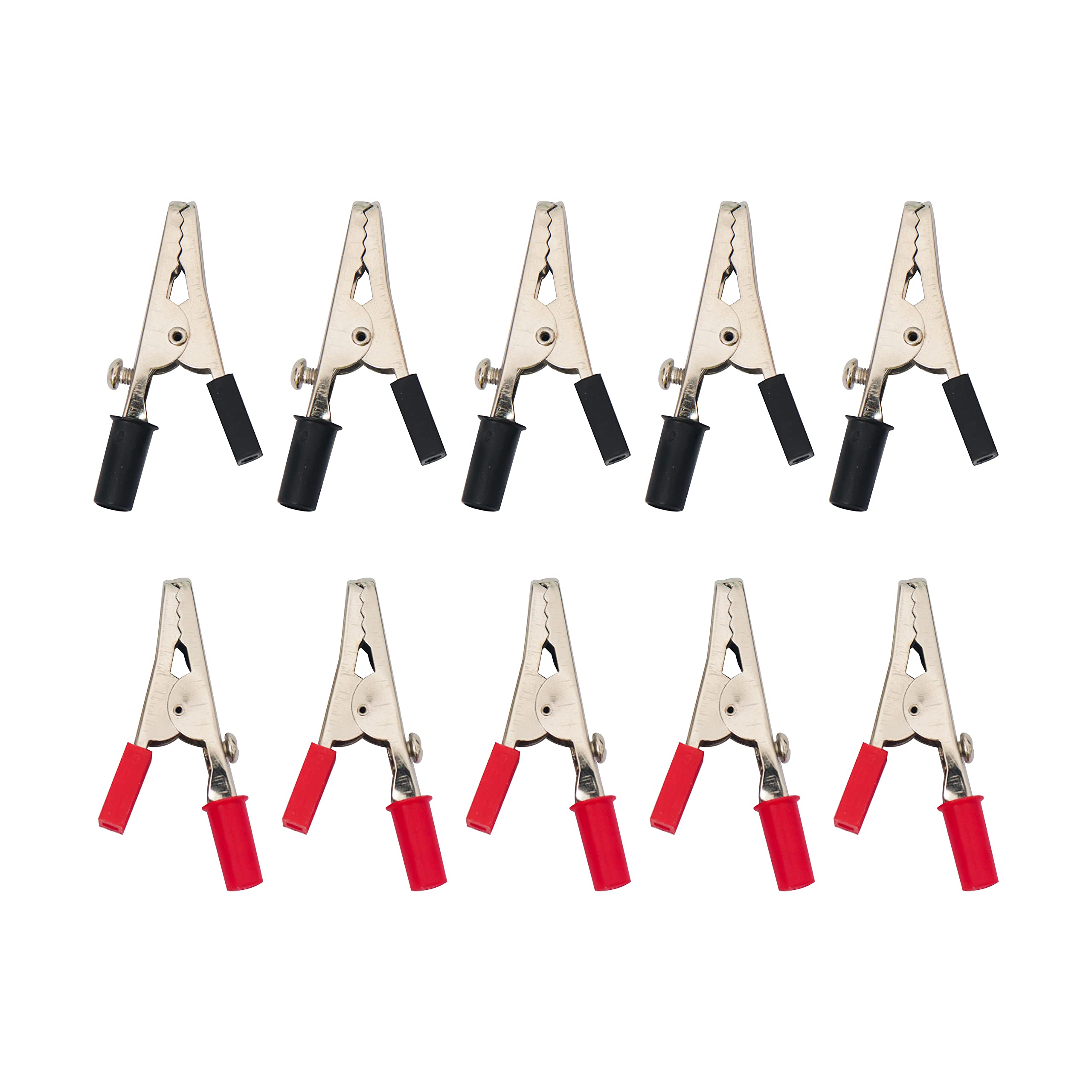 Electronic Spices Pair of 5 Insulated Crocodile Clips Plastic Handle Cable Lead Testing Metal Alligator Clips Clamps 52mm Length