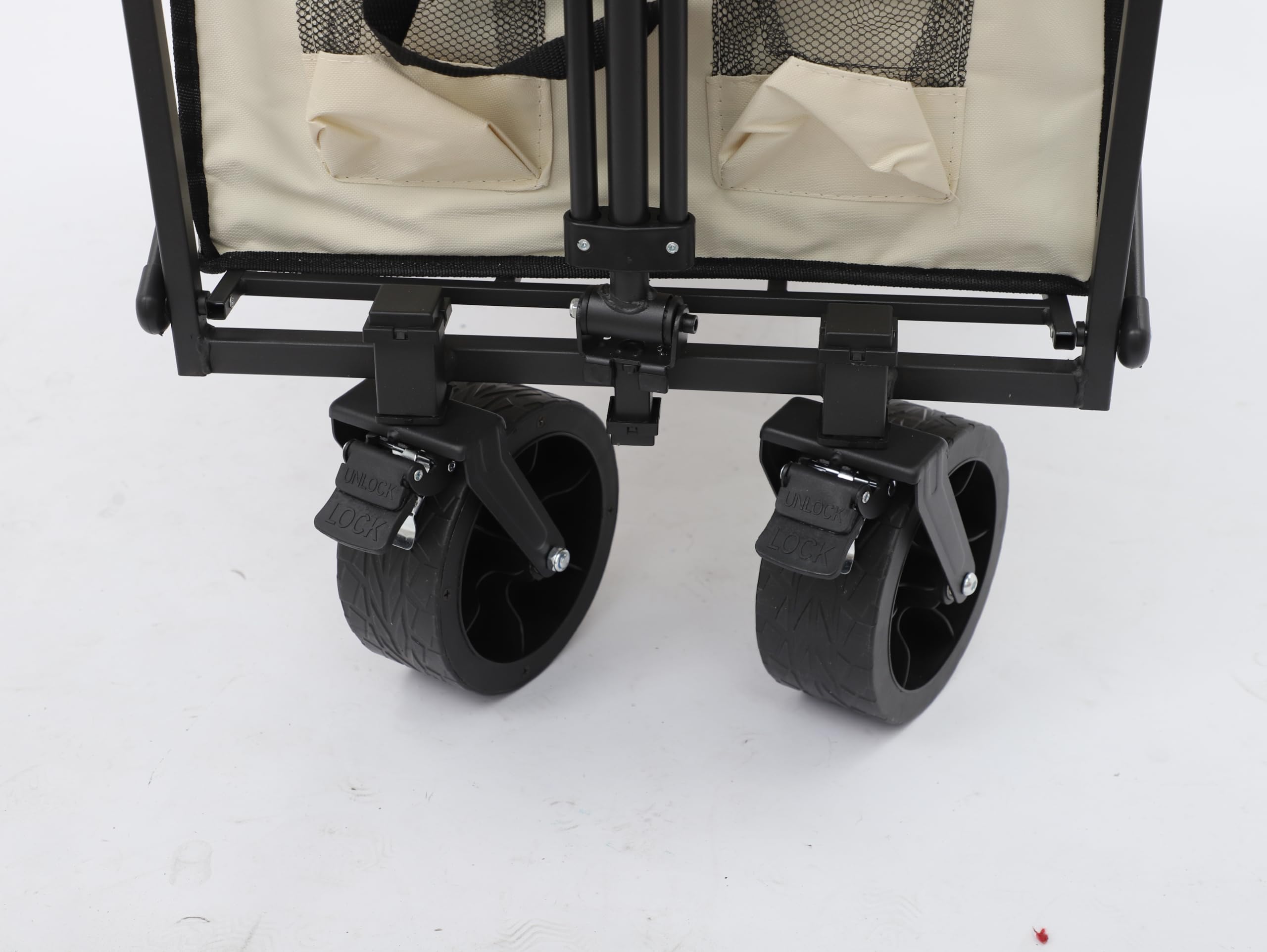 Składany wózek transportowy o nośności 115 kg, koła 20,32 cm (khaki) | Deinungen Składany wózek kempingowy z regulowanym uchwytem (74-98 cm) na plażę, zakupy i do ogrodu, 89,5 x 51 cm