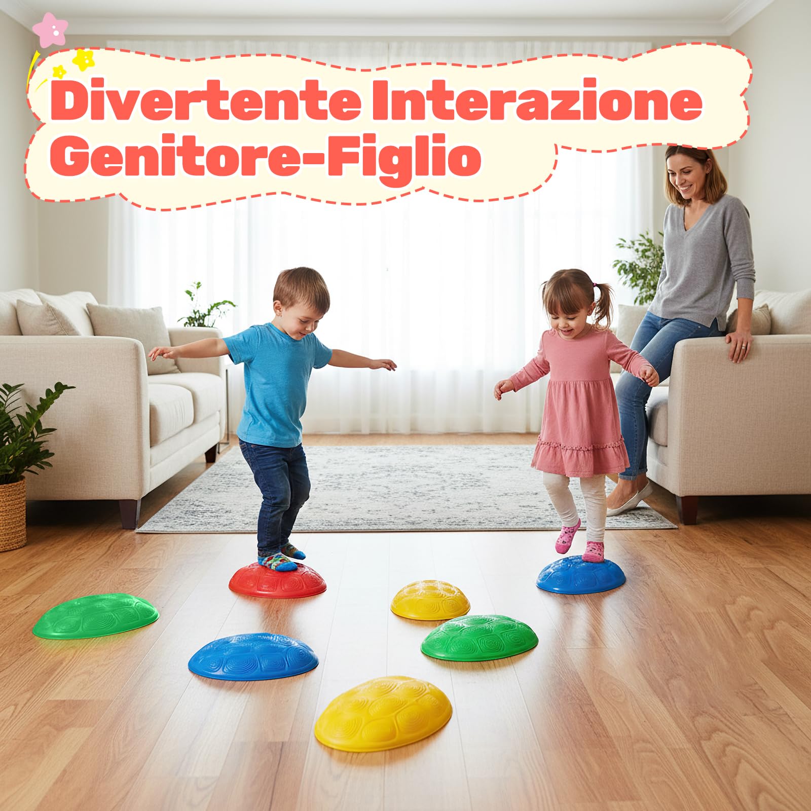 COSTWAY Pietre di Bilanciamento per Bambini, Pietre Equilibrio per Sviluppare Coordinazione, Attrezzatura da Gioco per Interni ed Esterni per Bambini da 3+ Anni