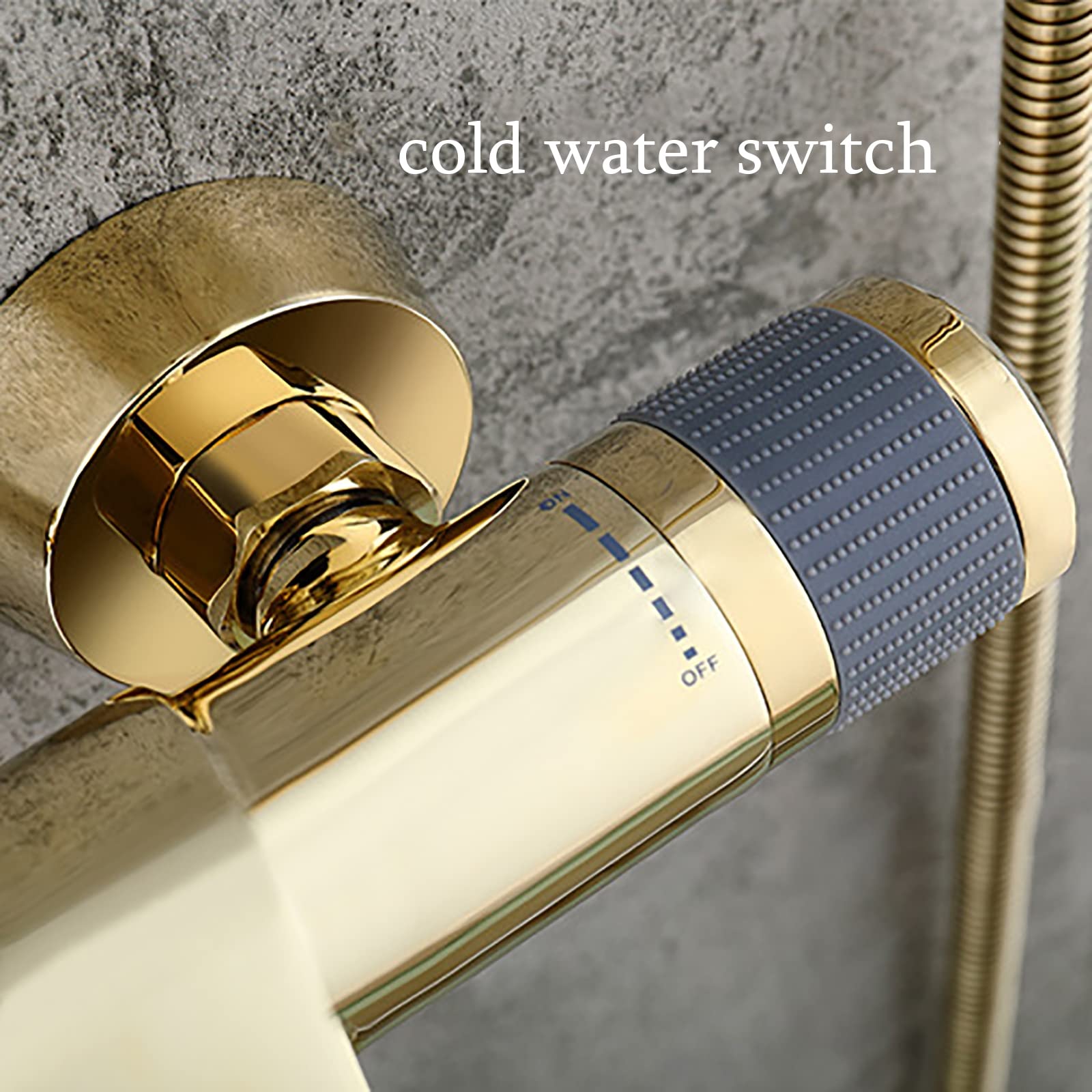 Ducha clásica, Juego de Grifo de Ducha, Ducha de Pared, Mezclador de Lluvia de Alta presión con caño de bañera, Cabezal de Ducha de Lluvia Rectangular de 12 Pulgadas, Ducha de Mano(Gold)