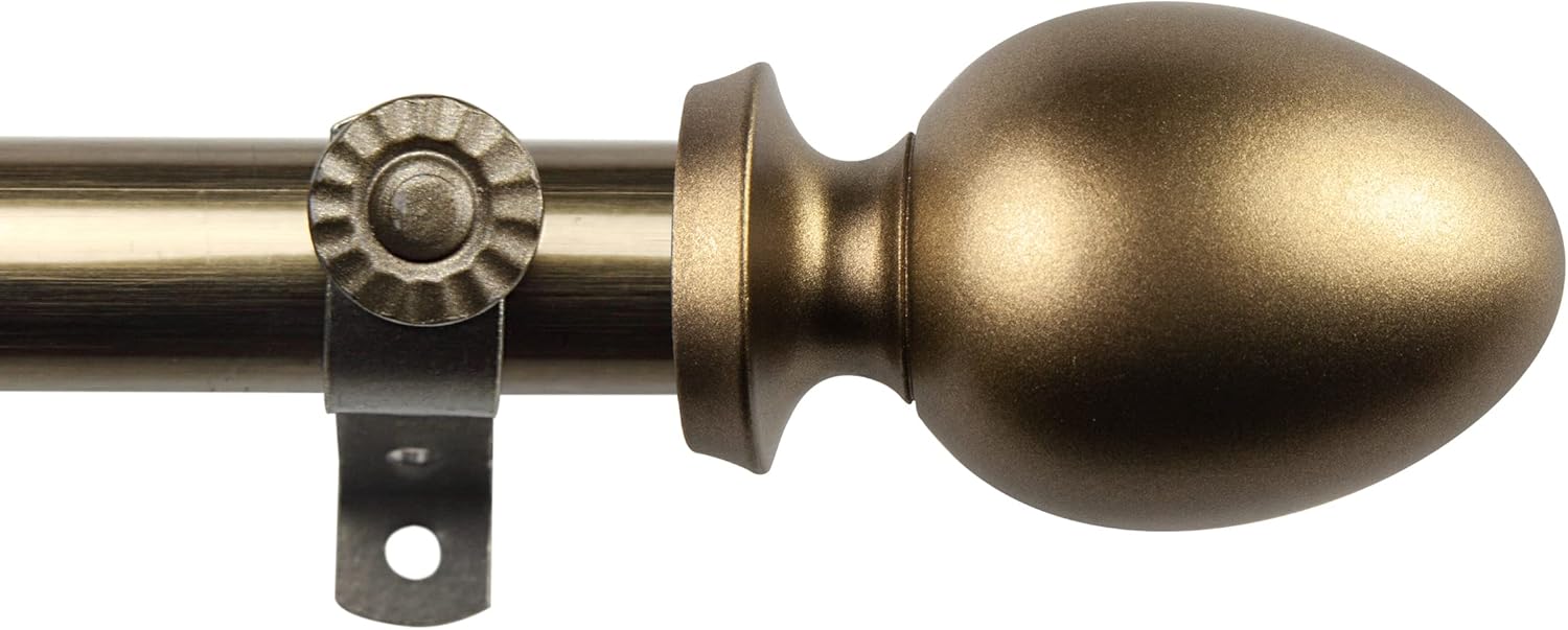 A&F Rod Décor - Ethan 13/16" Single Curtain Rod 120-170 inch - Antique Brass