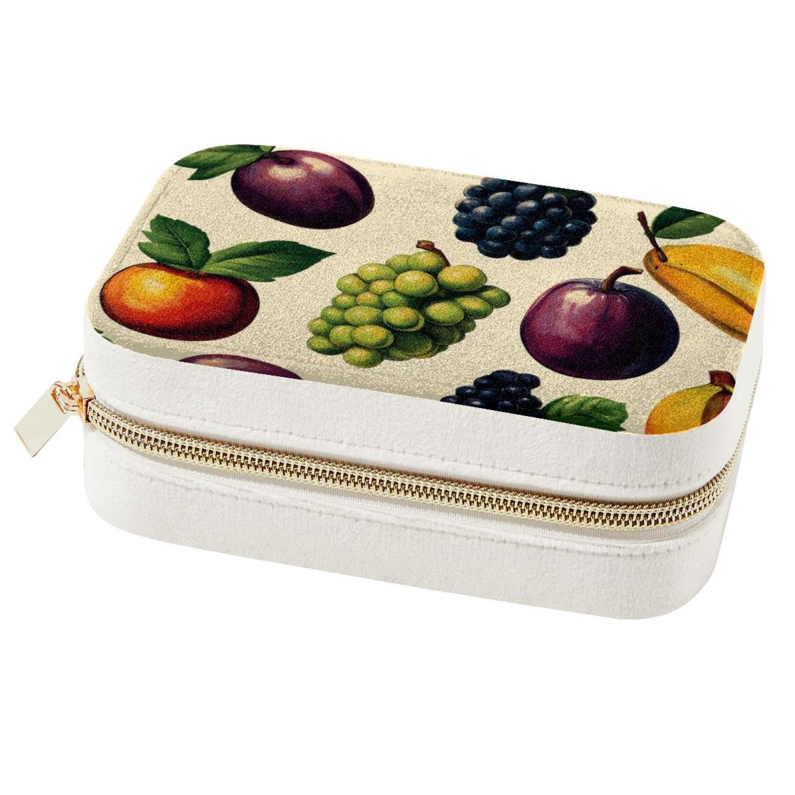 Boîte à bijoux portable motif fruits rangement colliers filles