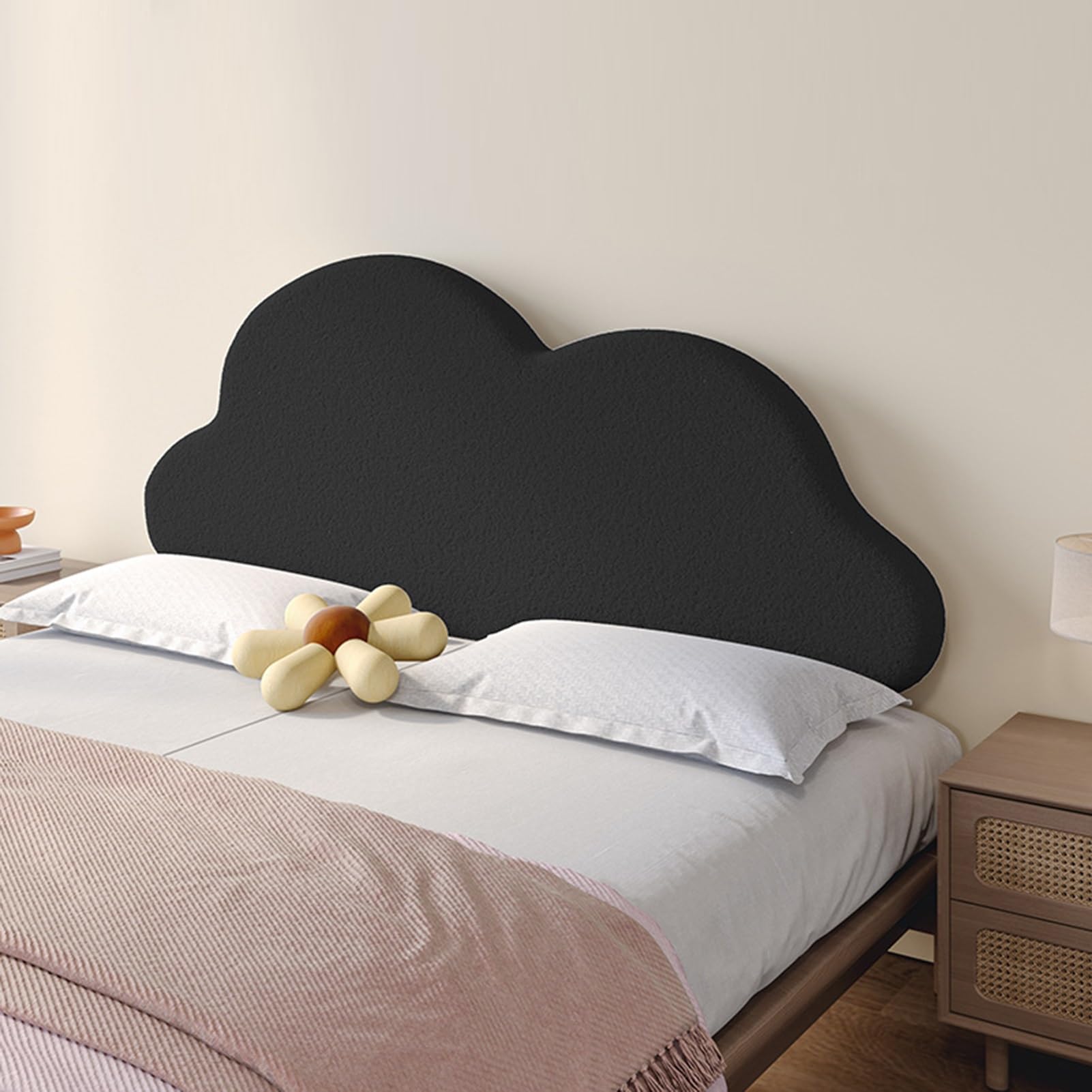 Almohada de estilo francés en forma de nube, media, suave y firme, alta resistencia, anticolisión, respaldo grande para mesita de noche (té con leche, 150 x 65 x 10 cm)