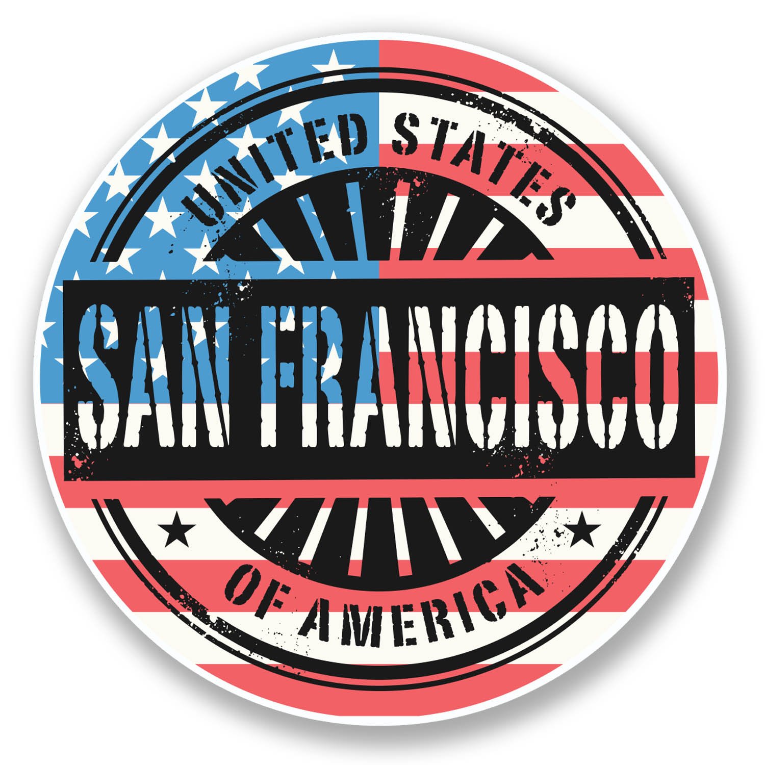 Destinationvinyl Multi 2 X 10Cm San Francisco Usa America Sticker Car Laptop Travel Luggage Flag #6053 (10Cm X 10Cm)