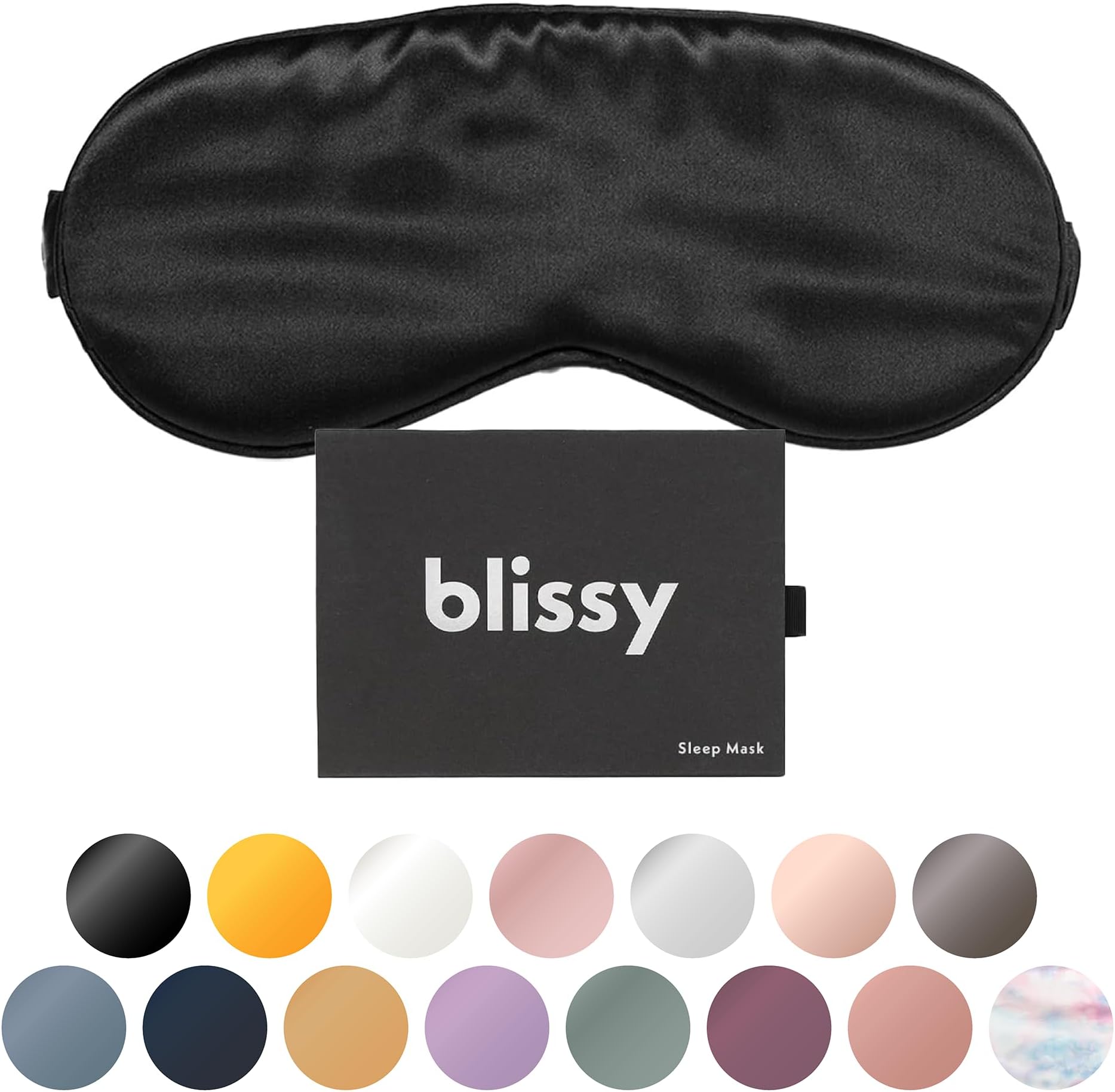 Blissy Silk Sleep Mask - Silk Eye Sleeping Mask for Women & Men for Total Blackout - Silk Eye Mask - 100% Pure Mulberry Silk, 22 Momme 6a Fibers - Blindfold Satin Sleep Mask Side Sleeper Eye Cover