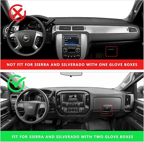 Miniatura 2 de POSAID Cubierta de tablero de instrumentos para Chevy Silverado 2007-2013 y GMC Sierra 07-13 con dos guanteras color negro