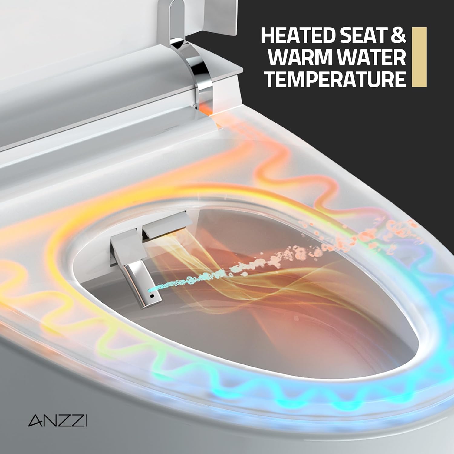 ANZZI Juno Smart Toilet One Piece Toilet with Automatic Bidet Seat, 1.28 GPF Single Flush, Heated Water Sprayer & Seat, Auto Power-Flush, w/Remote | TL-ST823WH