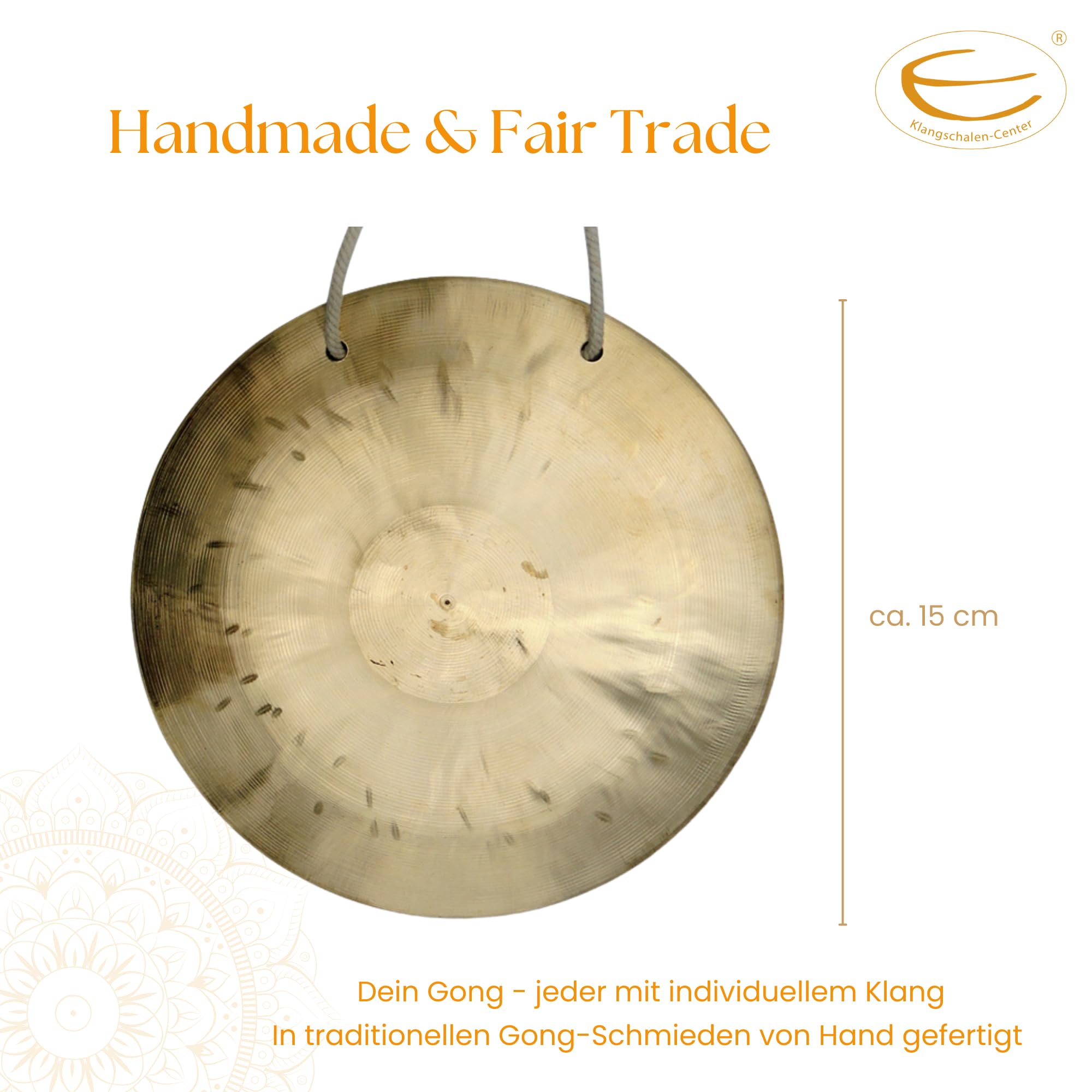 Gong-Set Feng Gong/Wind Gong Ø 15 cm, inklusiv Gongständer und Holz-/ Baumwollklöppel -7190-L-
