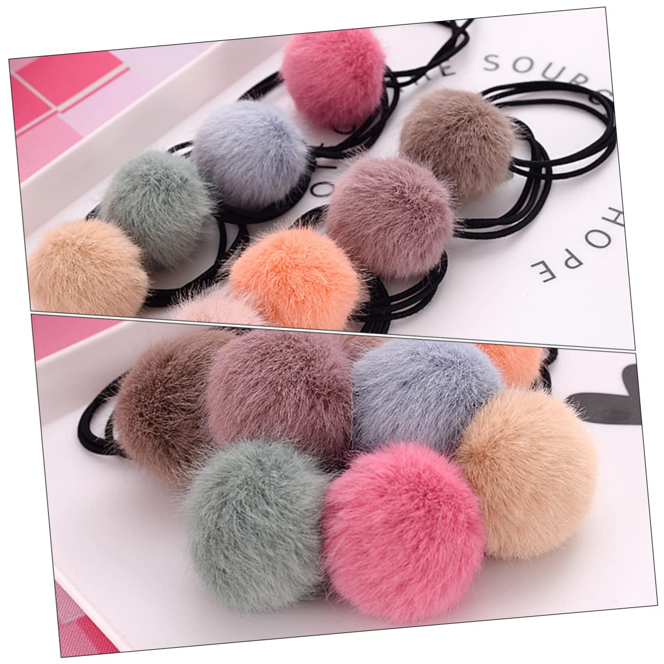 FRCOLOR 60 Piezas goma para el pelo con pompones hair band hair ties lazos para el cabello de las niñas Banda para el cabello de lazos para el cabello para niñas tocado de tela