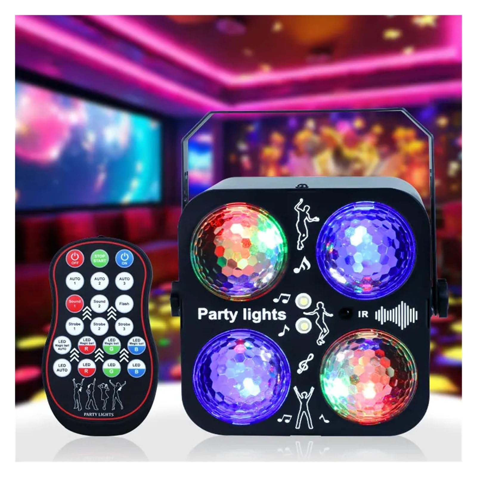 Oświetlenie LED RGB, RGB LED Disco Light Obrotowy DJ Ball Strobe Party Club Show Lamp Z em Kontroli Dźwięku Magiczny Taniec Samochód Prezent