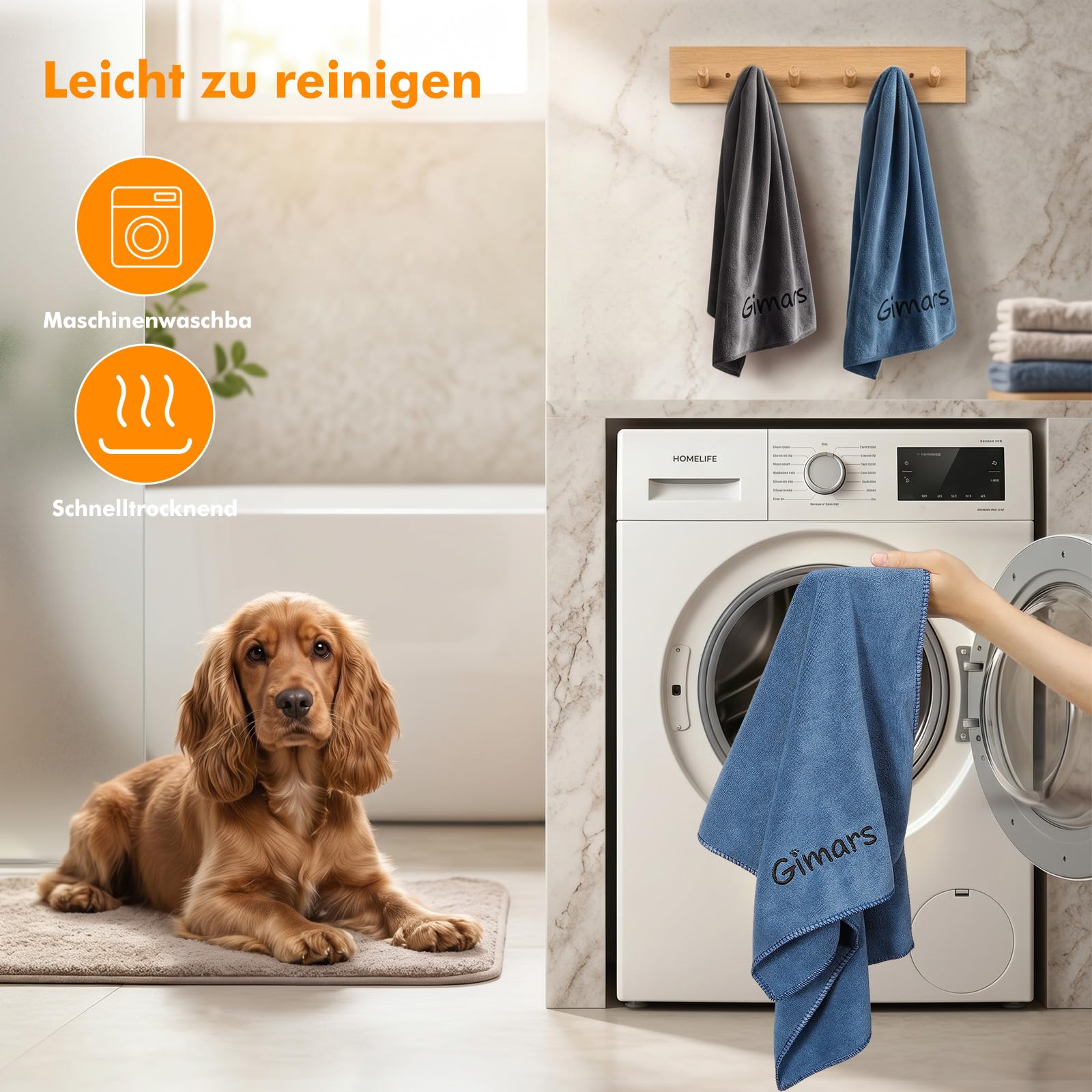 Gimars Toalla de Perro 140x70 cm de Microfibra, súper Absorbente, Secado rápido, Grande, para Perros Grandes, para secar después del baño y la Lluvia