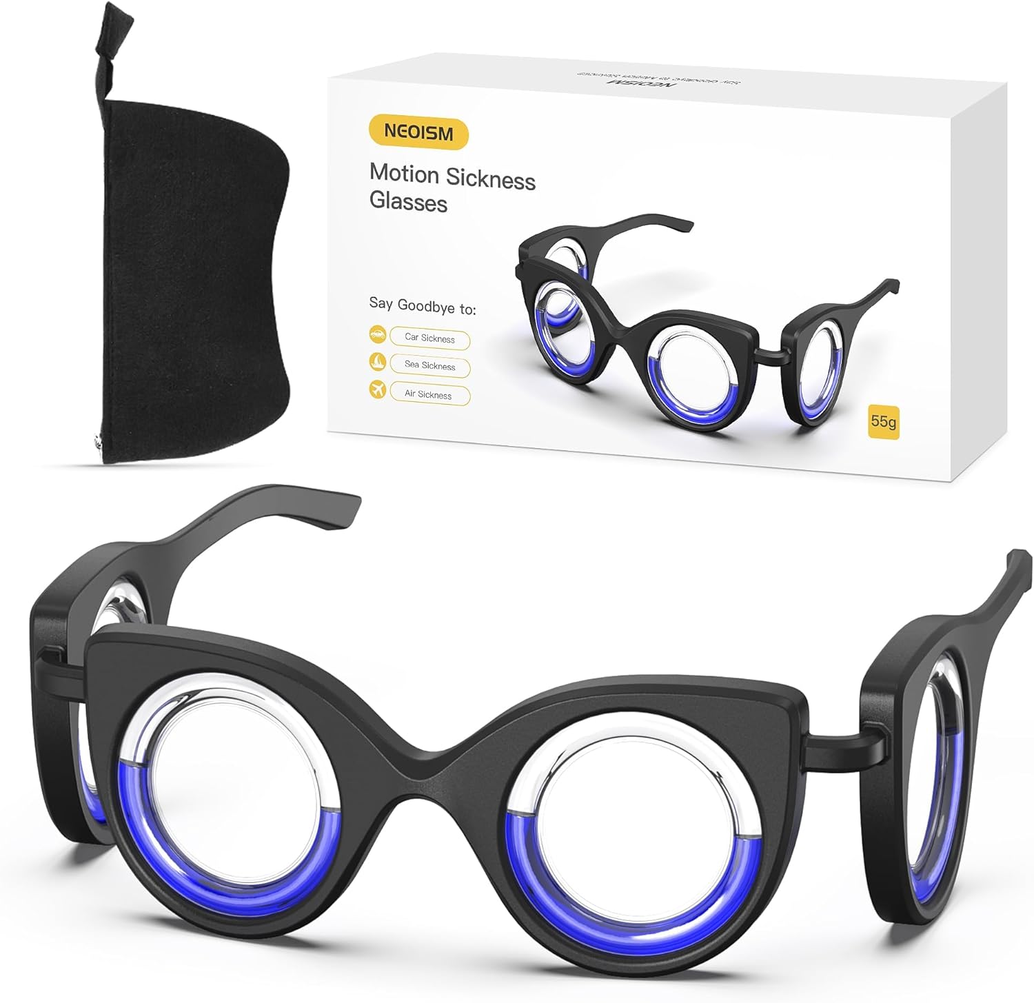 Motion Sickness Glasses Car Sickness Glasses Relieve Carsickness Airsickness Seasickness Portable Anti Nausea Car Sick Glasses Adults or Kids