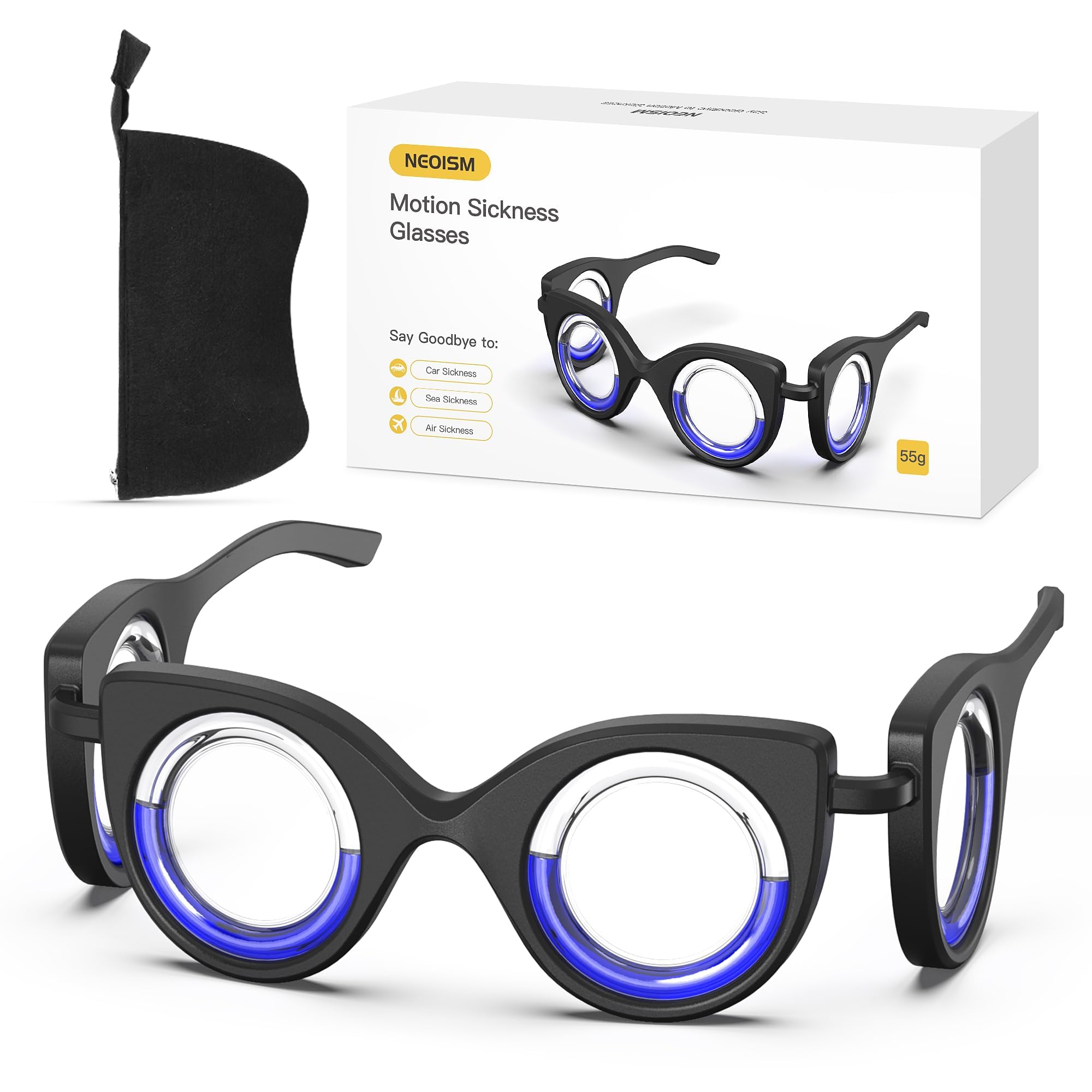 Motion Sickness Glasses Relieve Carsickness Car Sickness Glasses Airsickness Seasickness Portable Anti Nausea Car Sick Glasses Adults or Kids