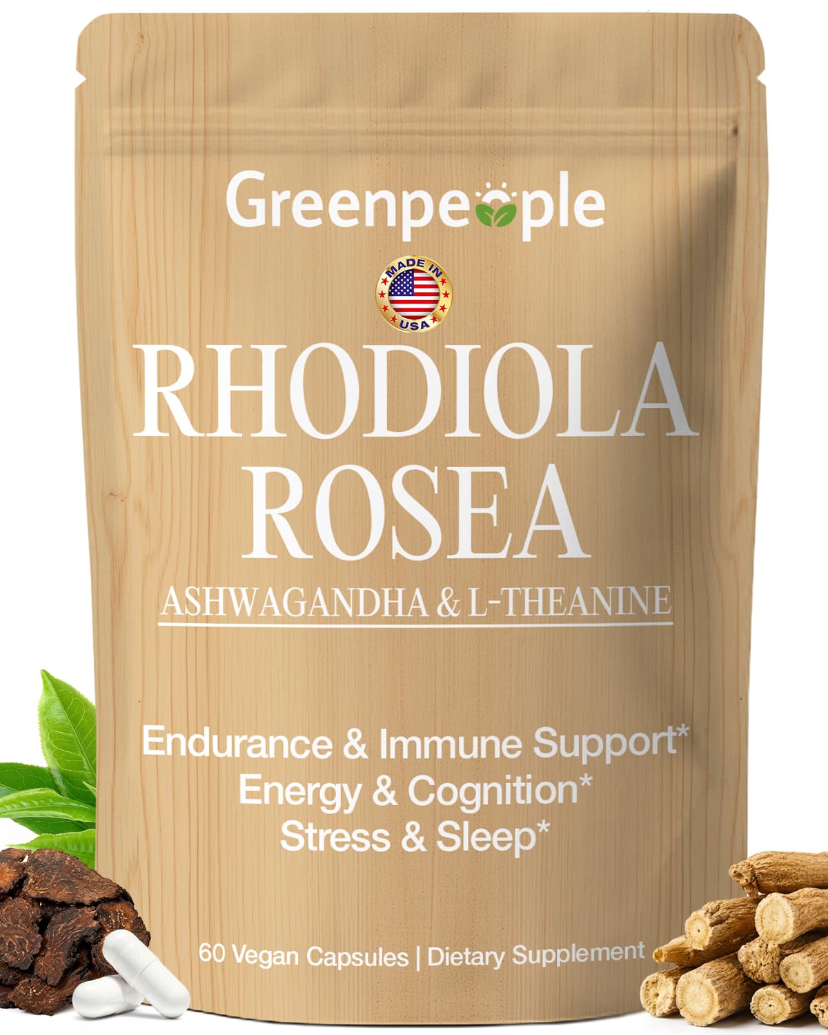 GREENPEOPLE Rhodiola Rosea Extract Supplement for Women & Men, Made in USA