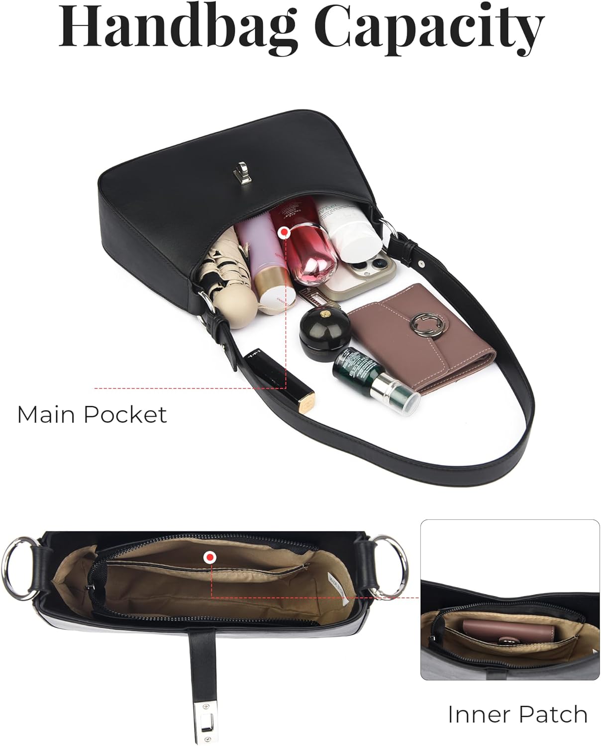 Micmores Shoulder Bag for Women, Convertible Crossbody Purse with Adjustable Strap, Vegan Leather Hobo Handbag for Daily Use