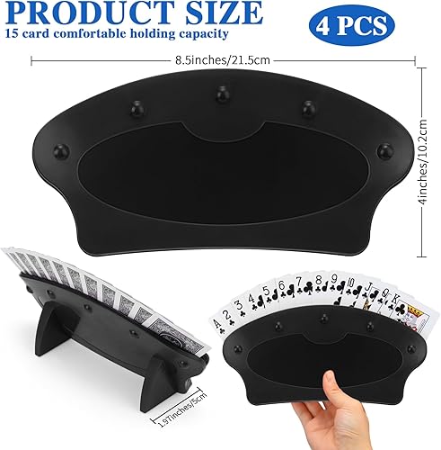 Miniatura 2 de Shappy Paquete de 4 portatarjetas para niños y adultos, tarjeteros para cartas manos libres, para noches de juegos de cartas familiares, fiestas de